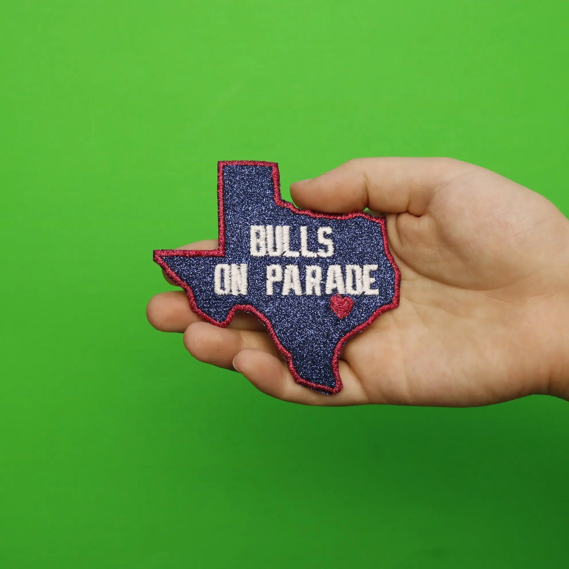 Houston Texas Football State Parody "Bulls On Parade" Embroidered Iron On Glitter Patch