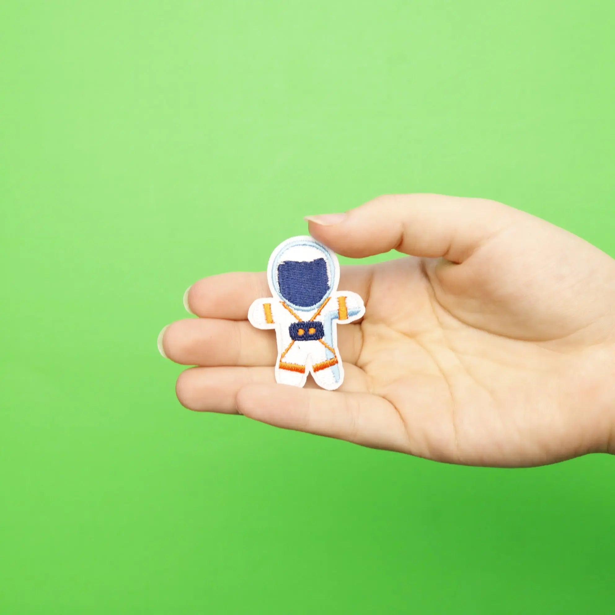 Small Orange Astronaut Doll Embroidered Iron On Patch