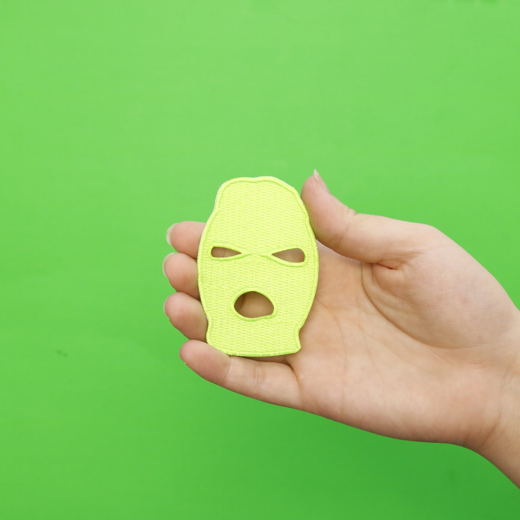 Neon Green Jackboys Ski Mask Embroidered Iron On Patch