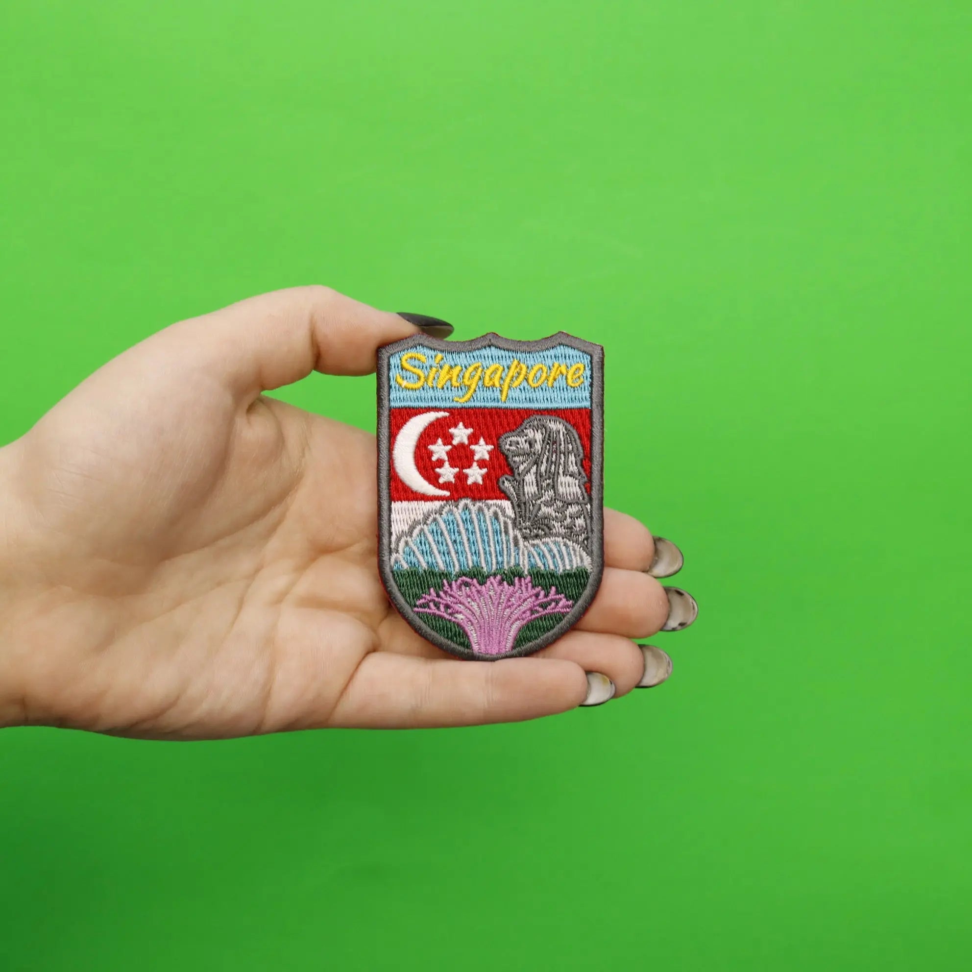 Singapore Shield Embroidered Iron On Patch