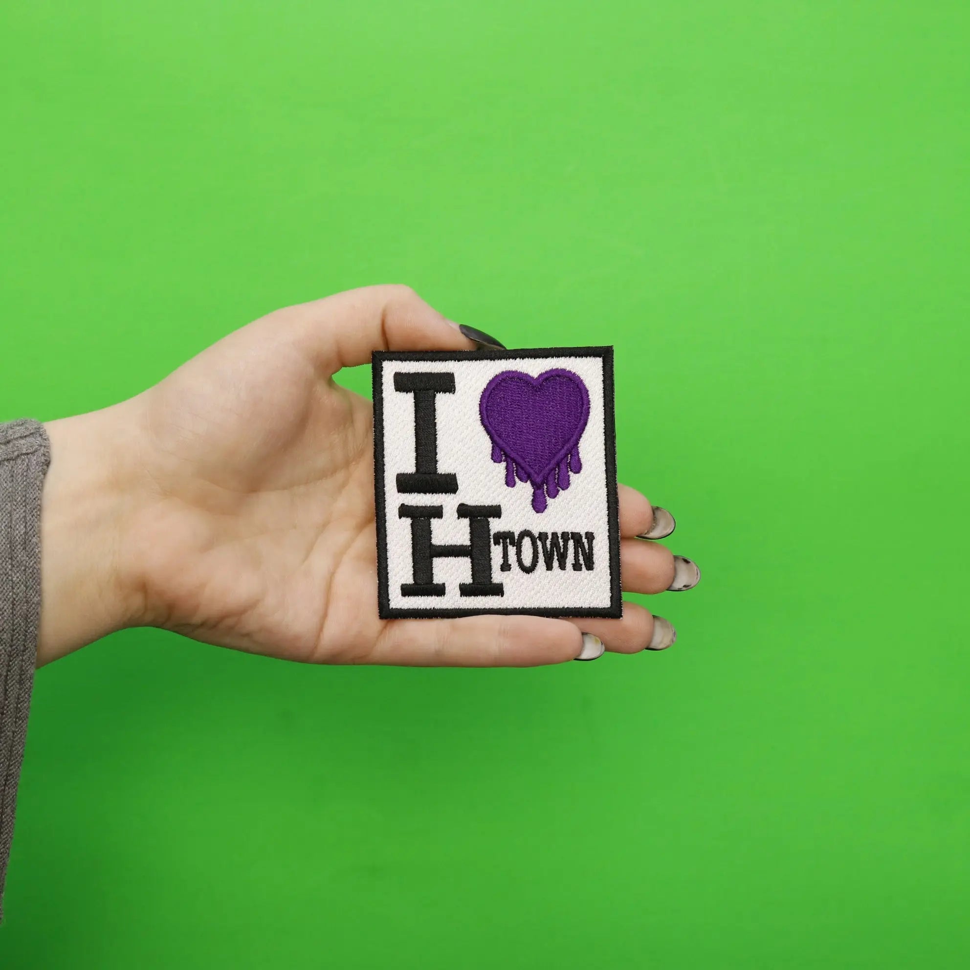 I Heart H Town Houston Purple Heart Iron On Patch