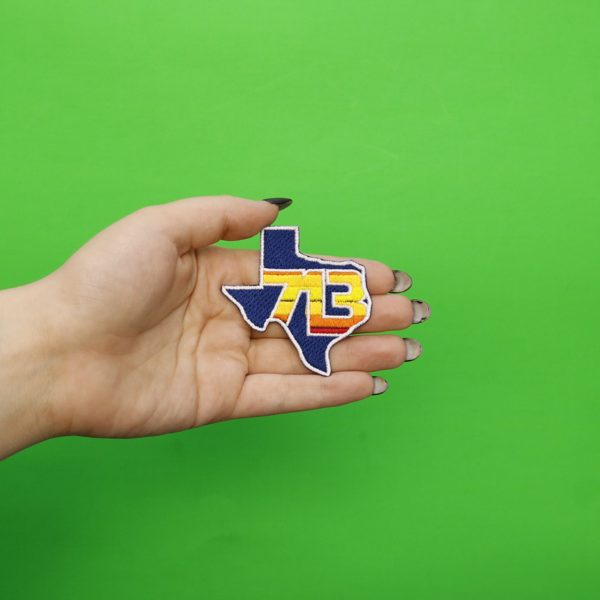 Houston Texas 713 Orange Rainbow Iron On Patch