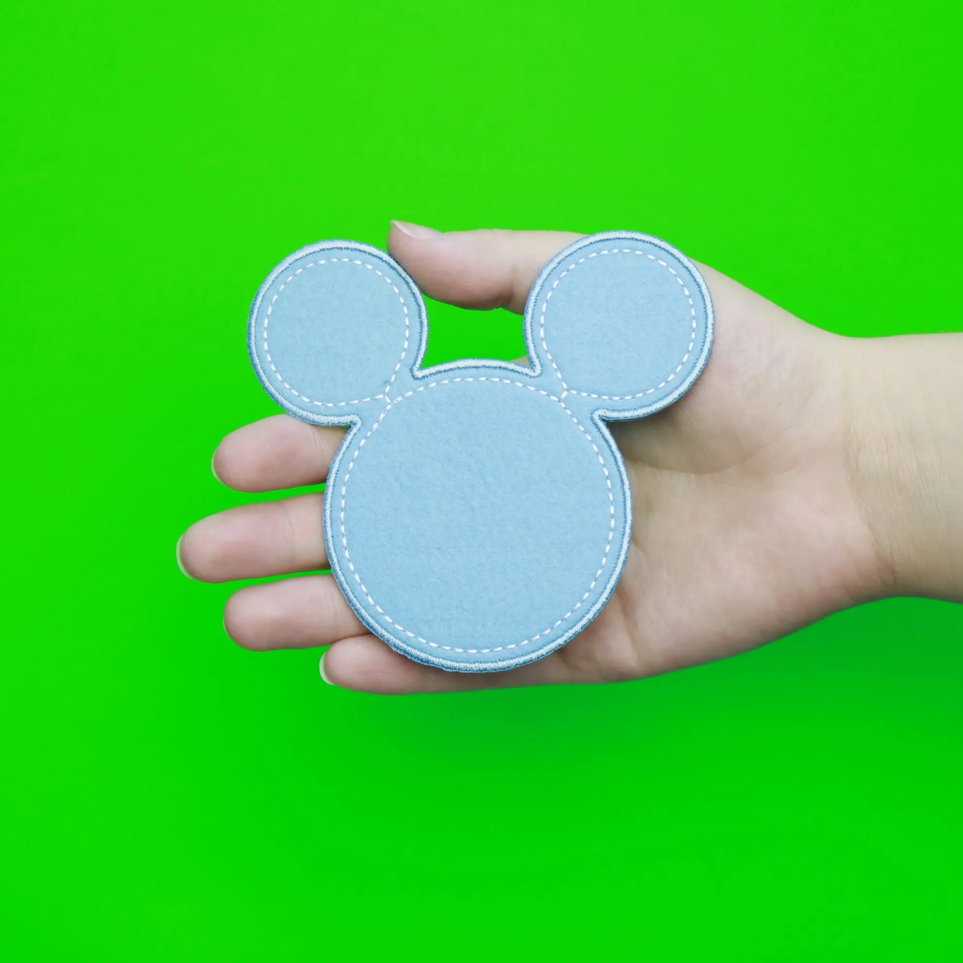 Disney Mickey Mouse Head Blue Embroidered Applique Iron On Patch