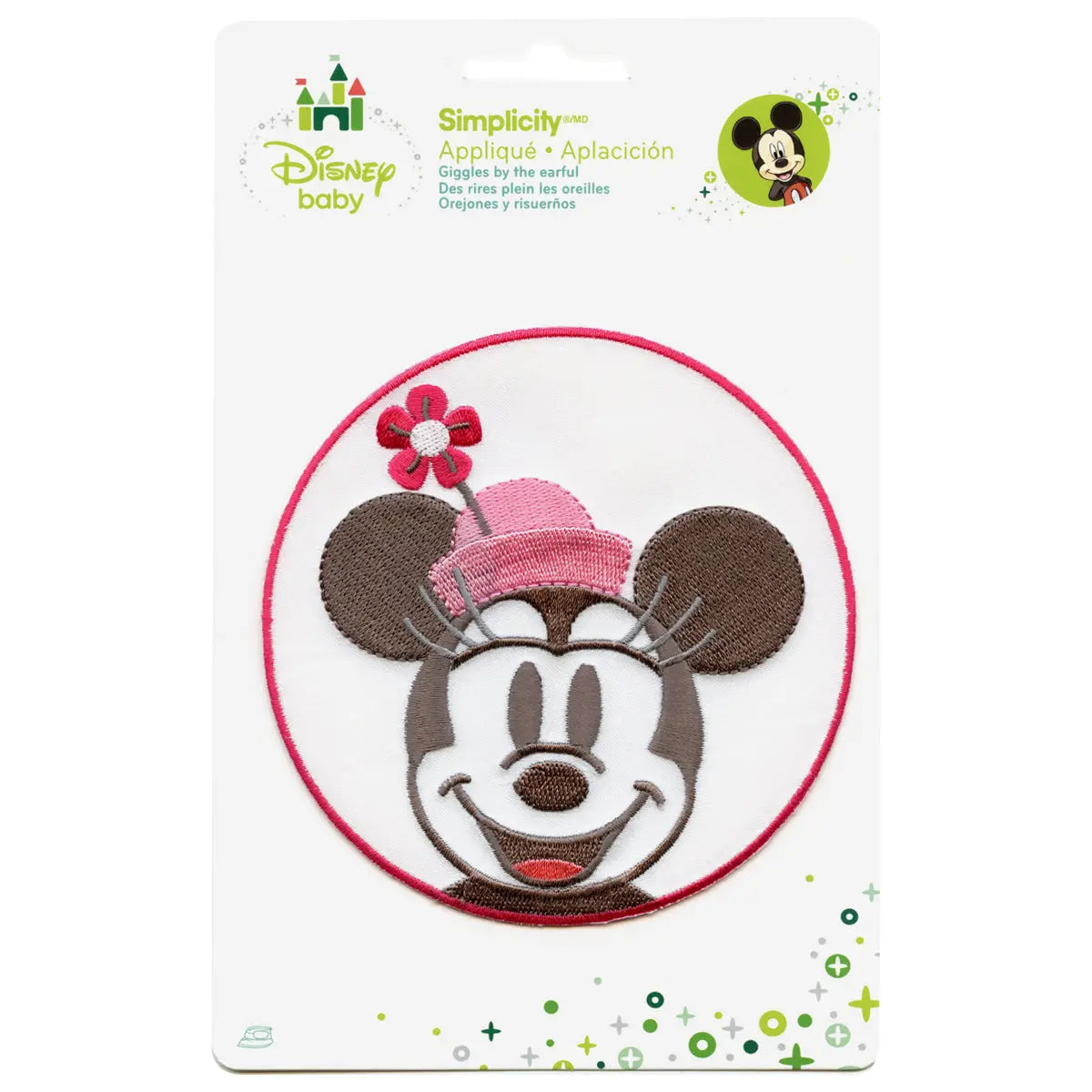 Disney Minnie Head In Pink Circle Embroidered Applique Iron On Patch