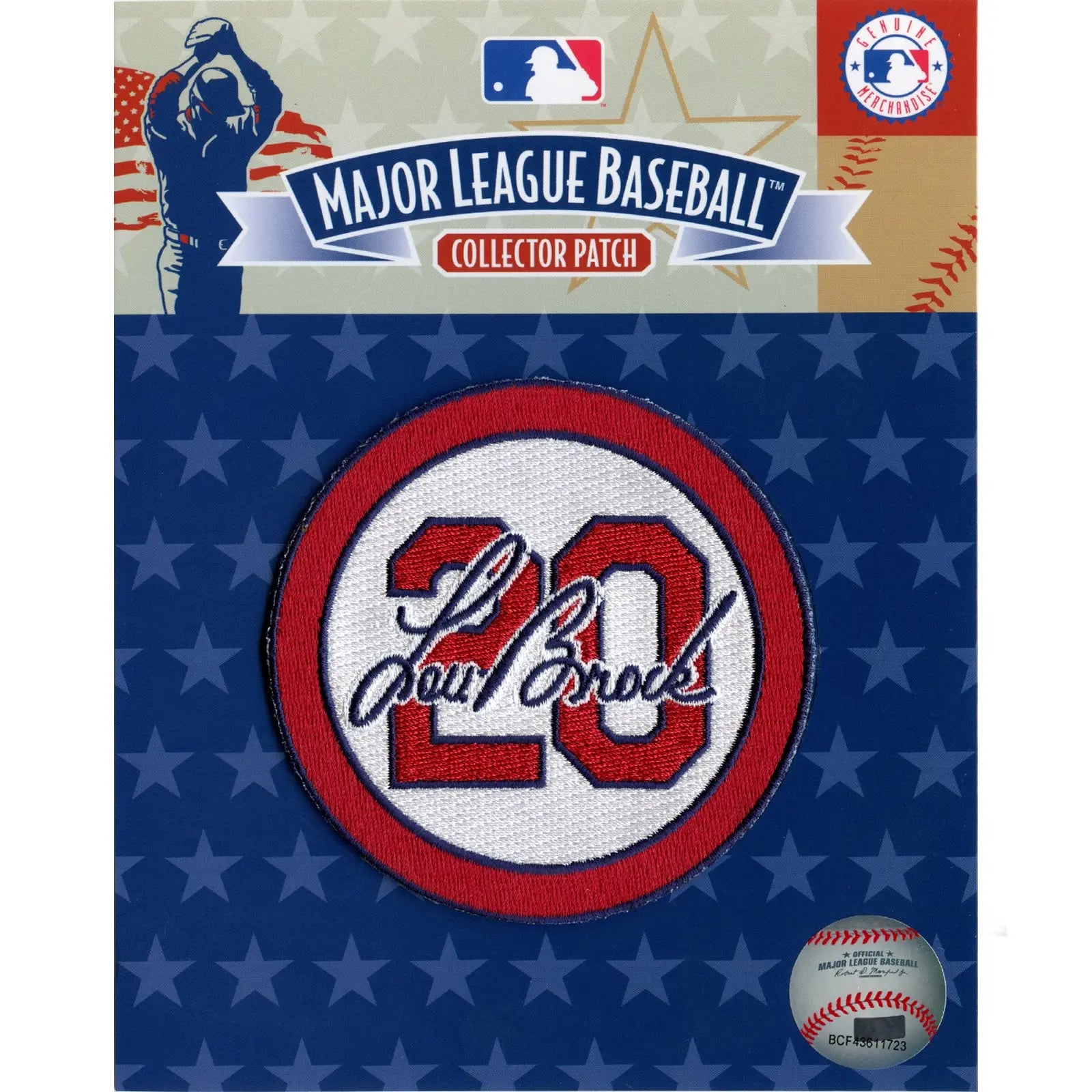2020 Lou Brock #20 St Louis Cardinals White Memorial Patch