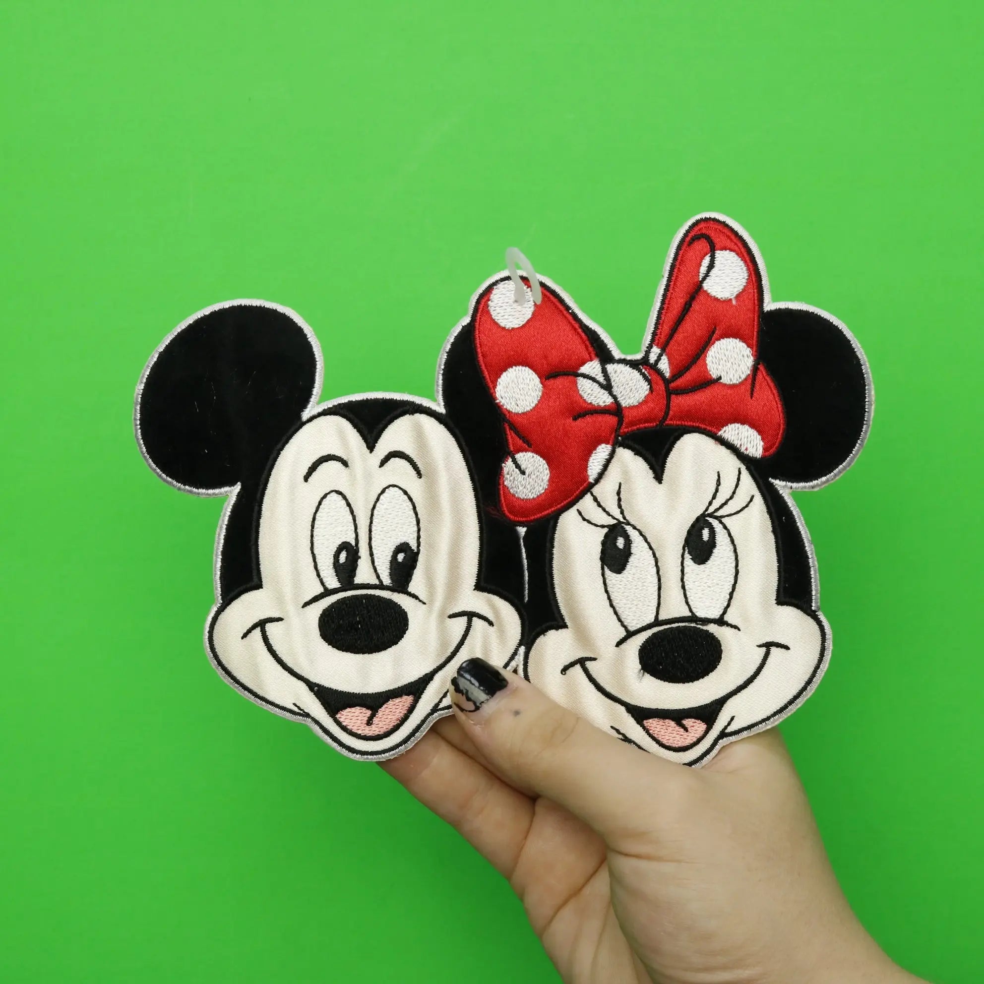 Mickey And Minnie Head Embroidered Applique Iron On Patch