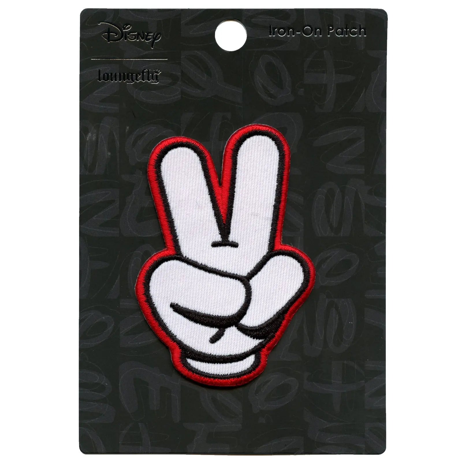 Official Mickey Mouse Glove Peace Sign Embroidered Iron On Patch