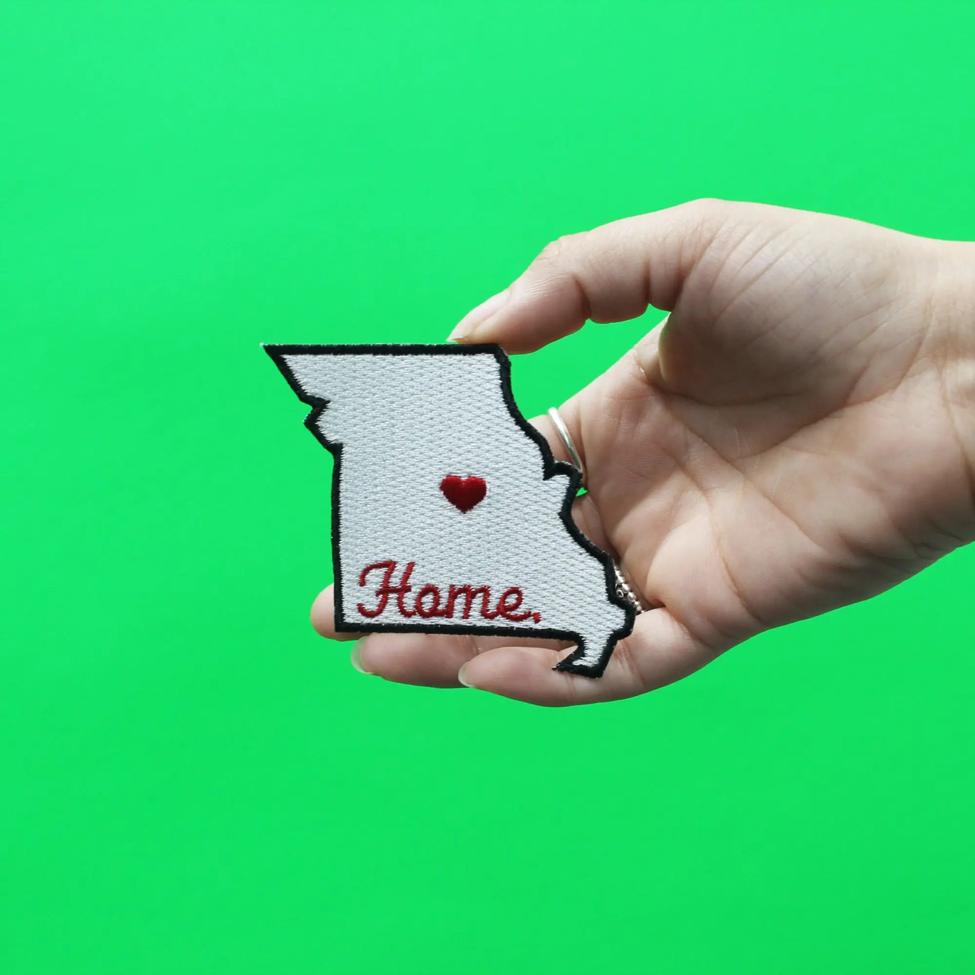 Missouri Home State Patch Football Parody Embroidered Iron On - White Alternate