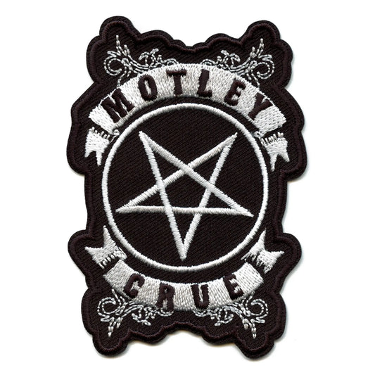 Official Motley Crue Patch Ribbons With Pentagram Embroidered Iron On