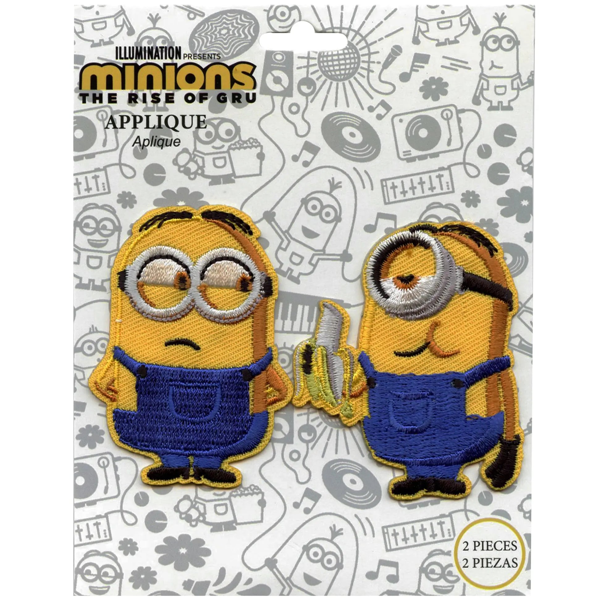 Despicable Me Kevin and Stuart Patch Minions Eating Banana Embroidered Iron On