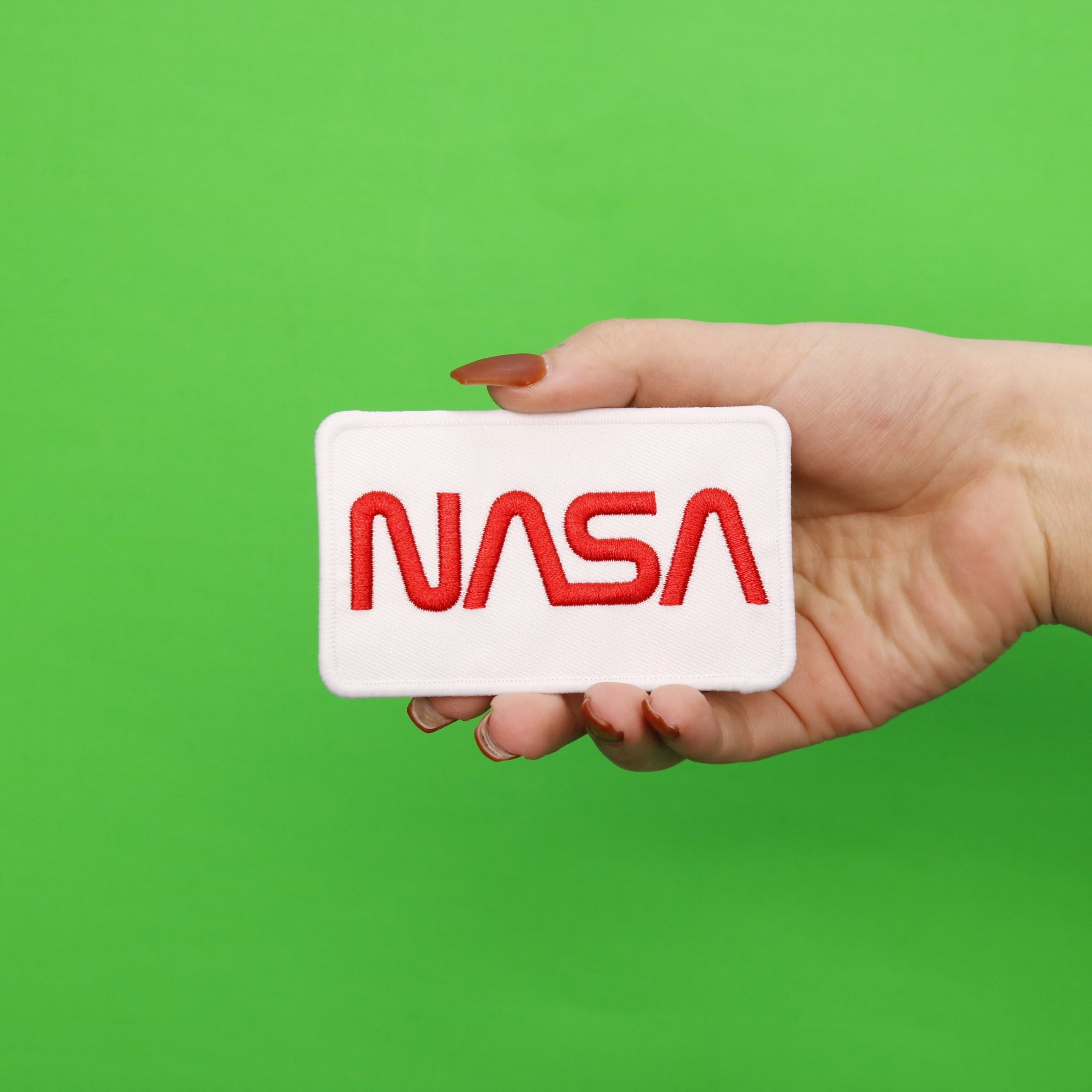 NASA Script Logo Embroidered Iron On Patch