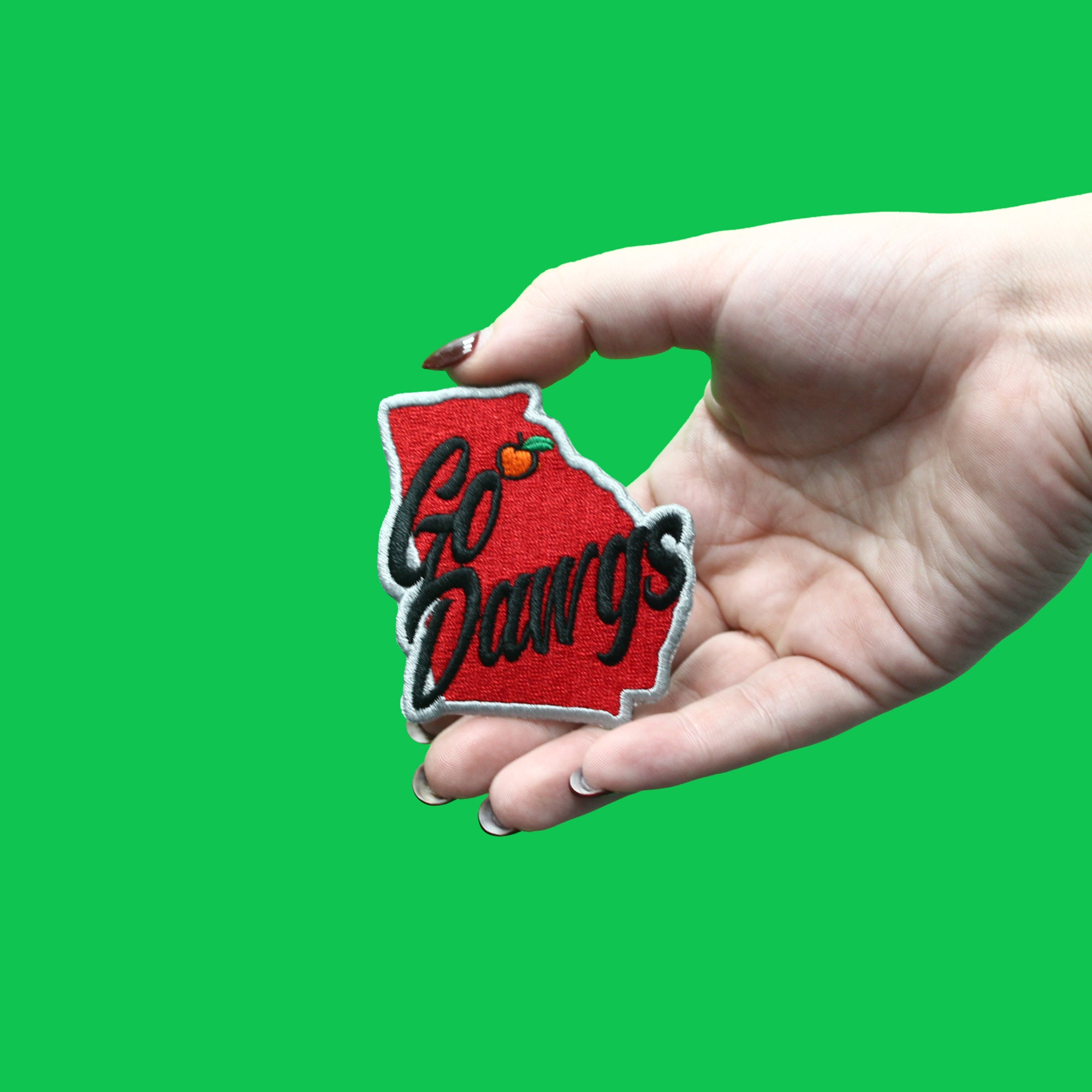 Georgia 'Go Dawgs' Patch Peach College Football State Embroidered Iron On