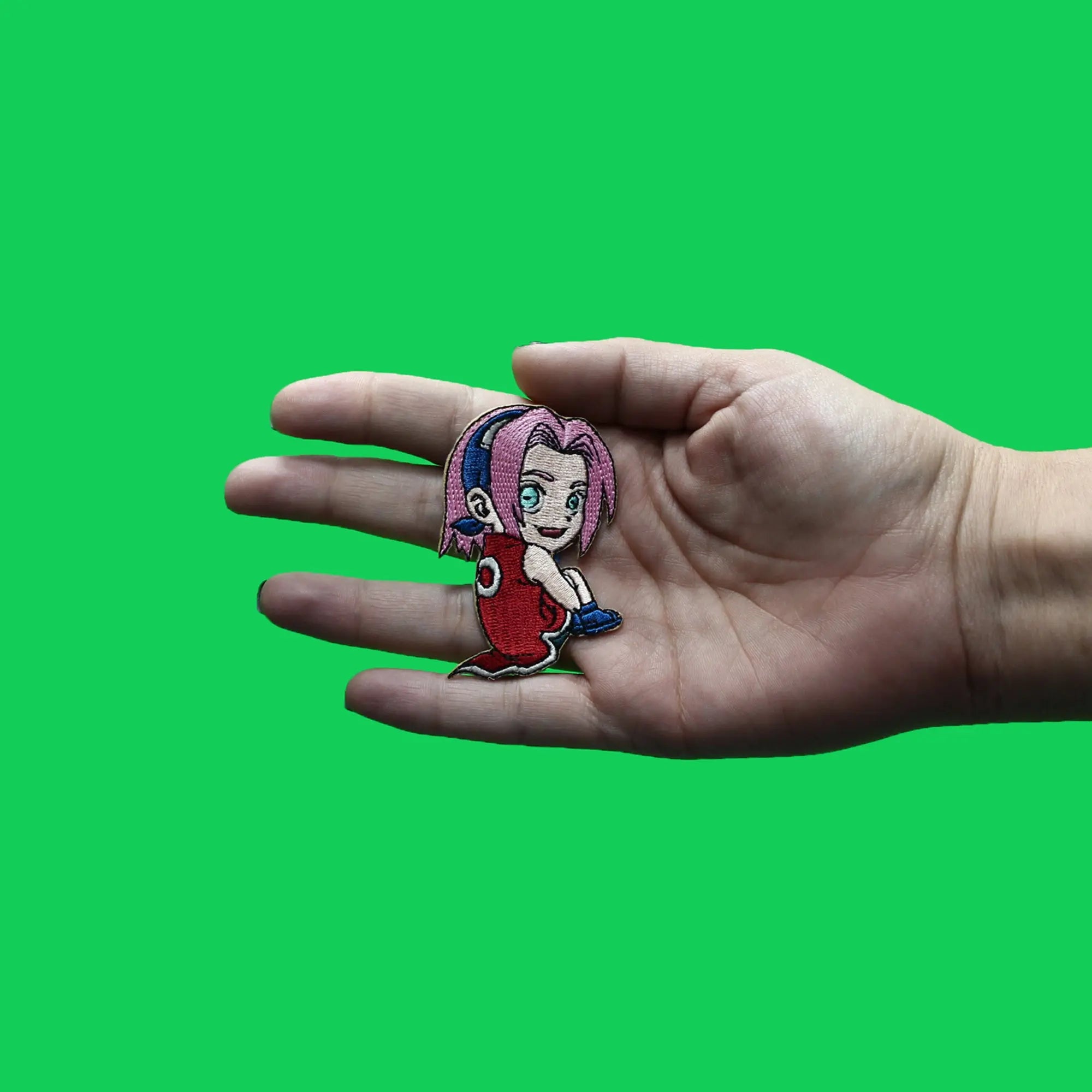 Naruto Sakura Patch Chibi Doll Sitting Embroidered Iron On