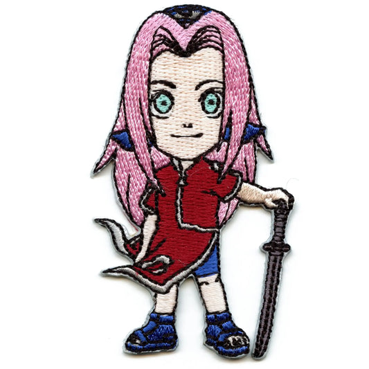 Naruto Sakura Patch Chibi Doll Sword Embroidered Iron On