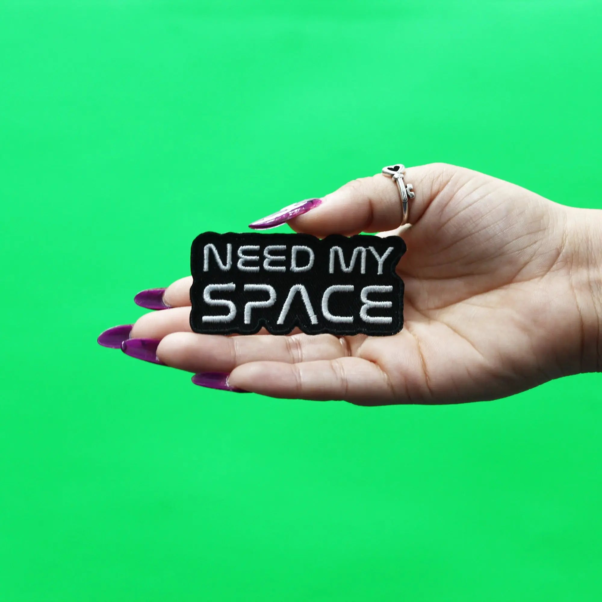 Need My Space Patch Outer Space Font Embroidered Iron On