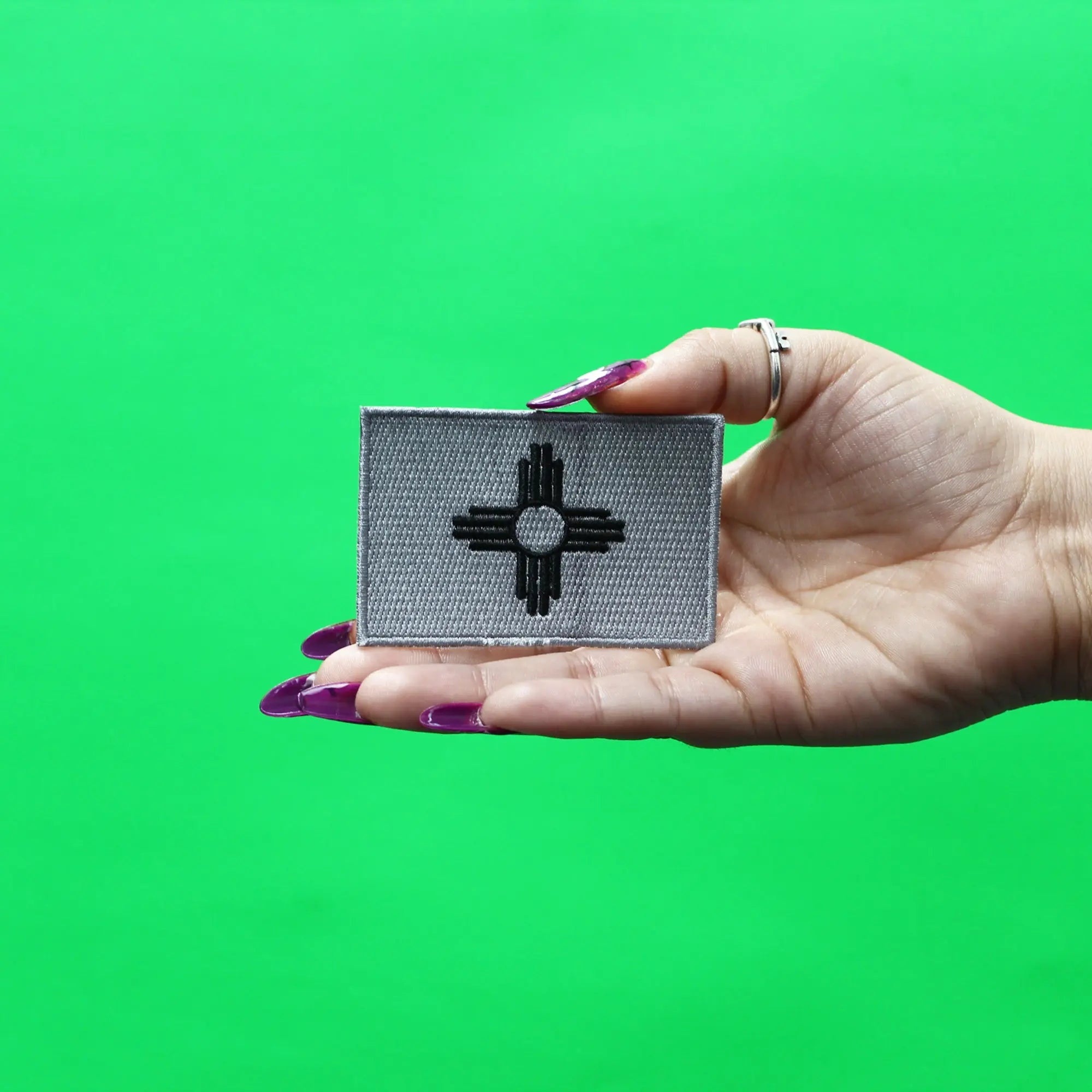 New Mexico Patch State Flag Grayscale Embroidered Iron On