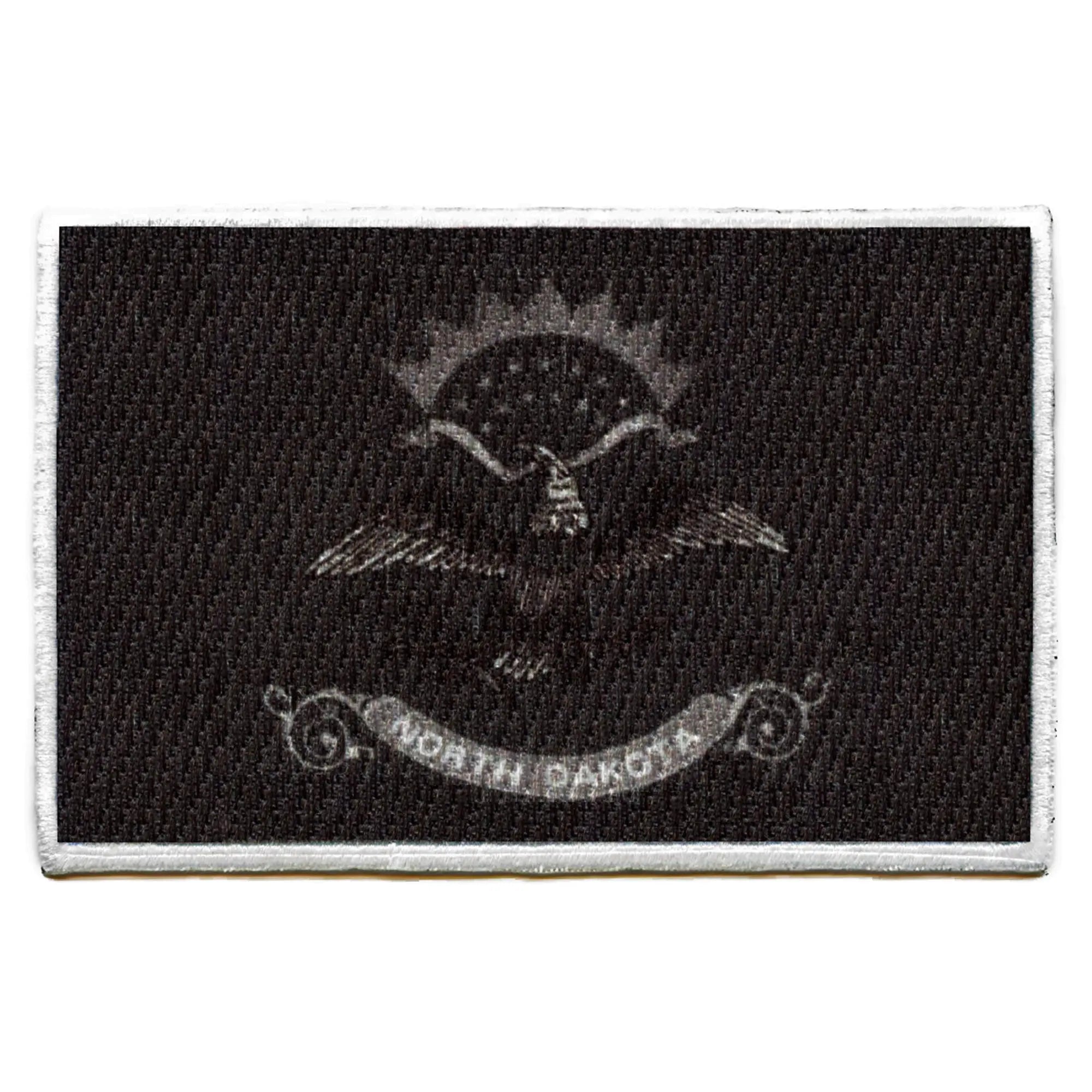 North Dakota Patch State Flag Grayscale Embroidered Iron On