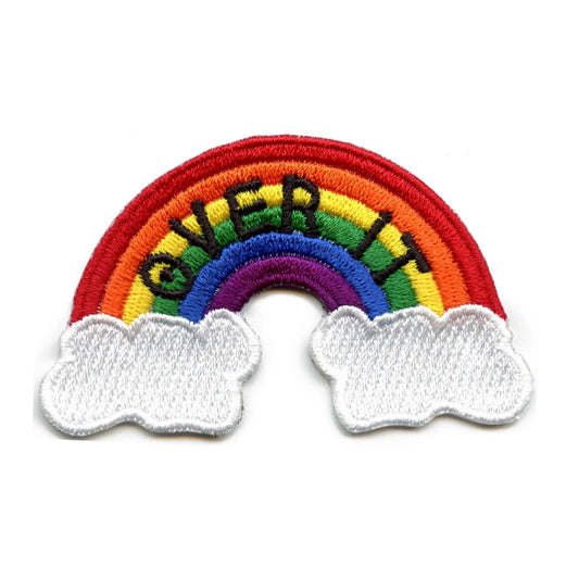 Over It Patch Rainbow With Clouds Embroidered Iron On