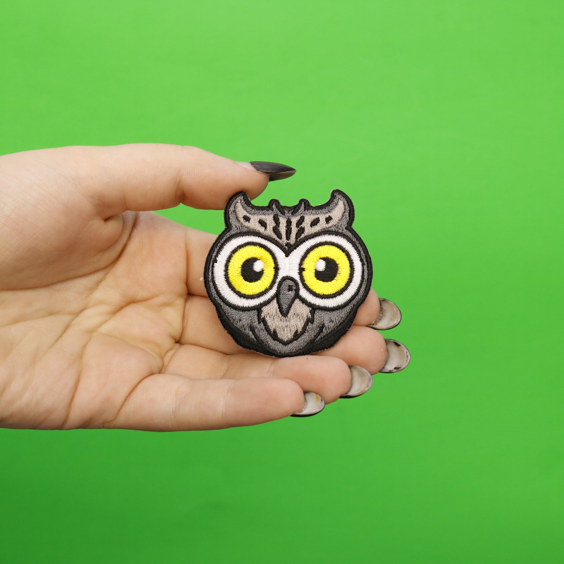 Owl Face With Big Eyes Embroidered Iron On Patch