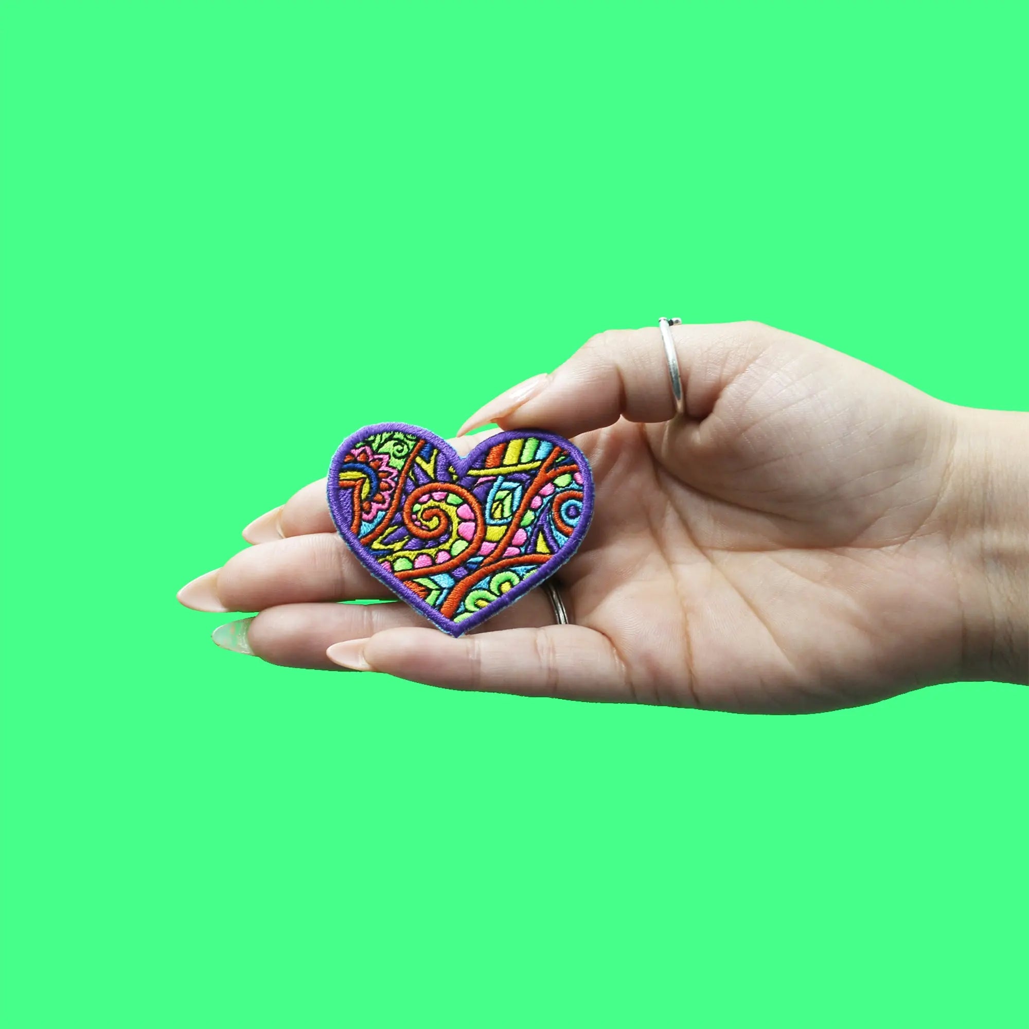 Groovy Paisley Heart Patch Embroidered Iron On