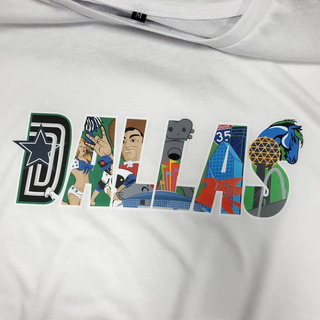 Patch Collection's Dallas Texas Iconic Collage Unisex Crewneck T-Shirt