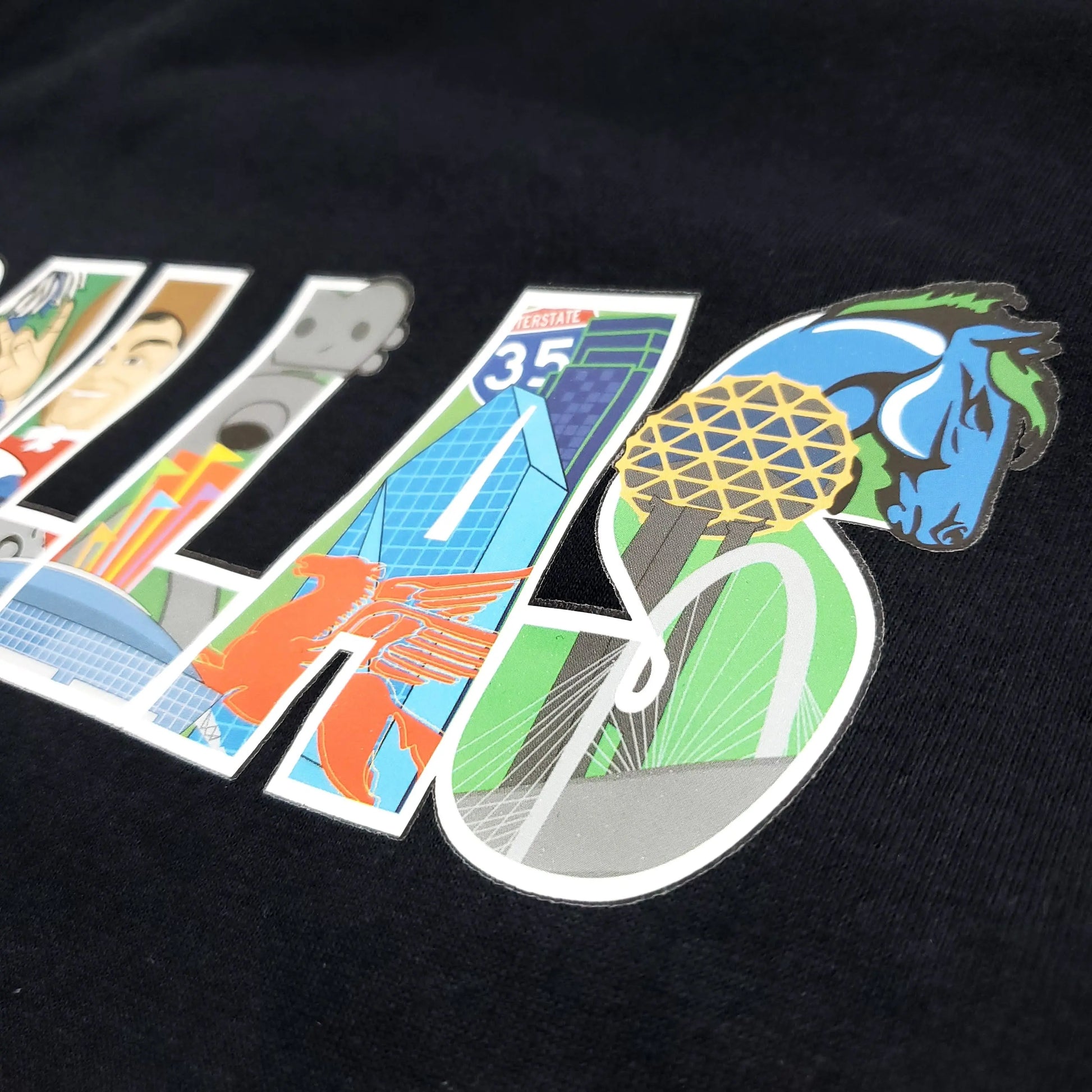 Patch Collection's Dallas Texas Iconic Collage Unisex Crewneck T-Shirt