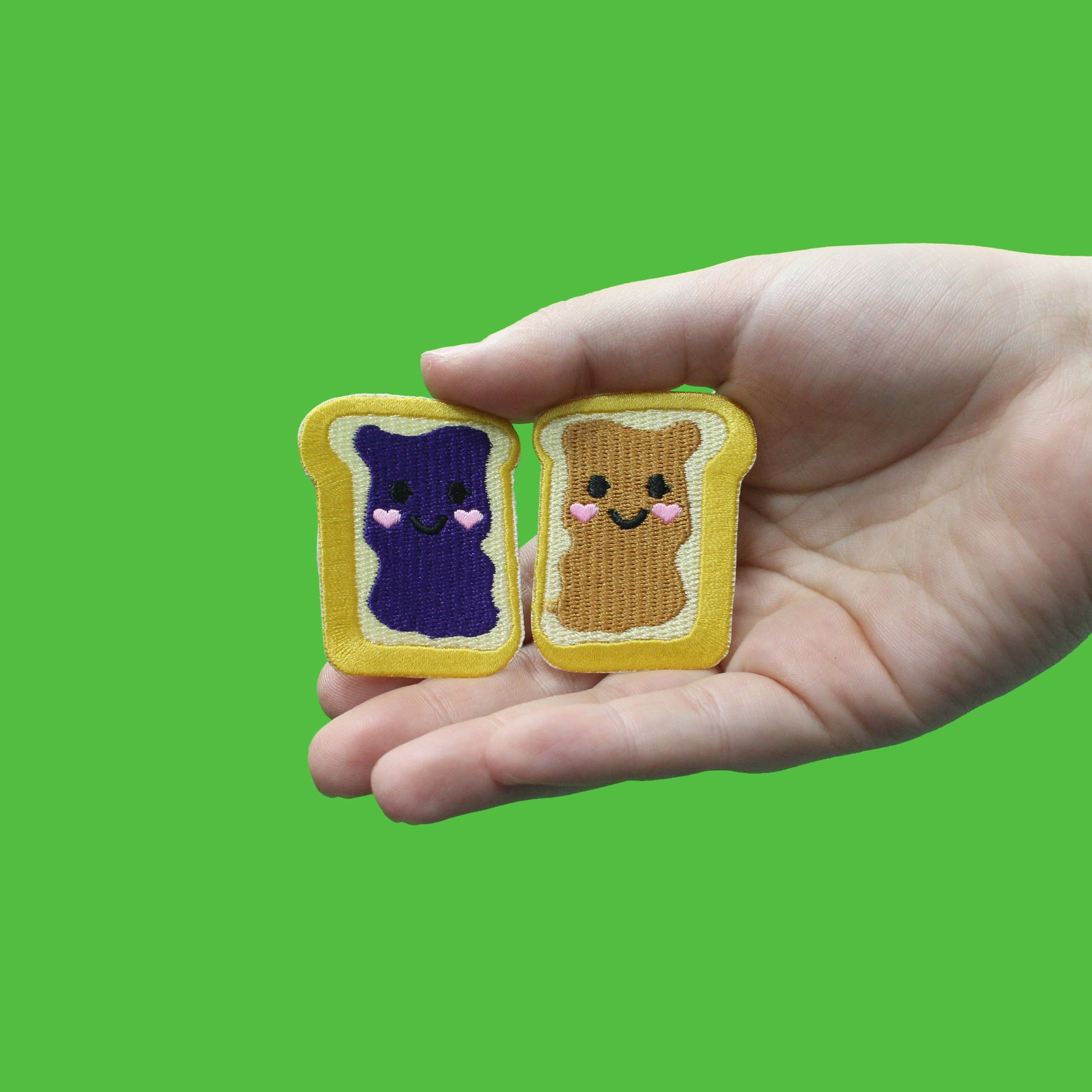 Peanut Butter And Jelly Matching Iron On Embroidered Patch Set