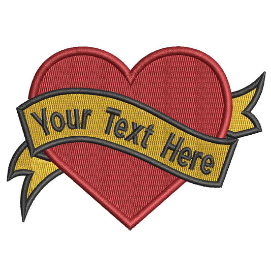 Personalized Customizable Heart With Banner Embroidered Iron On Patch