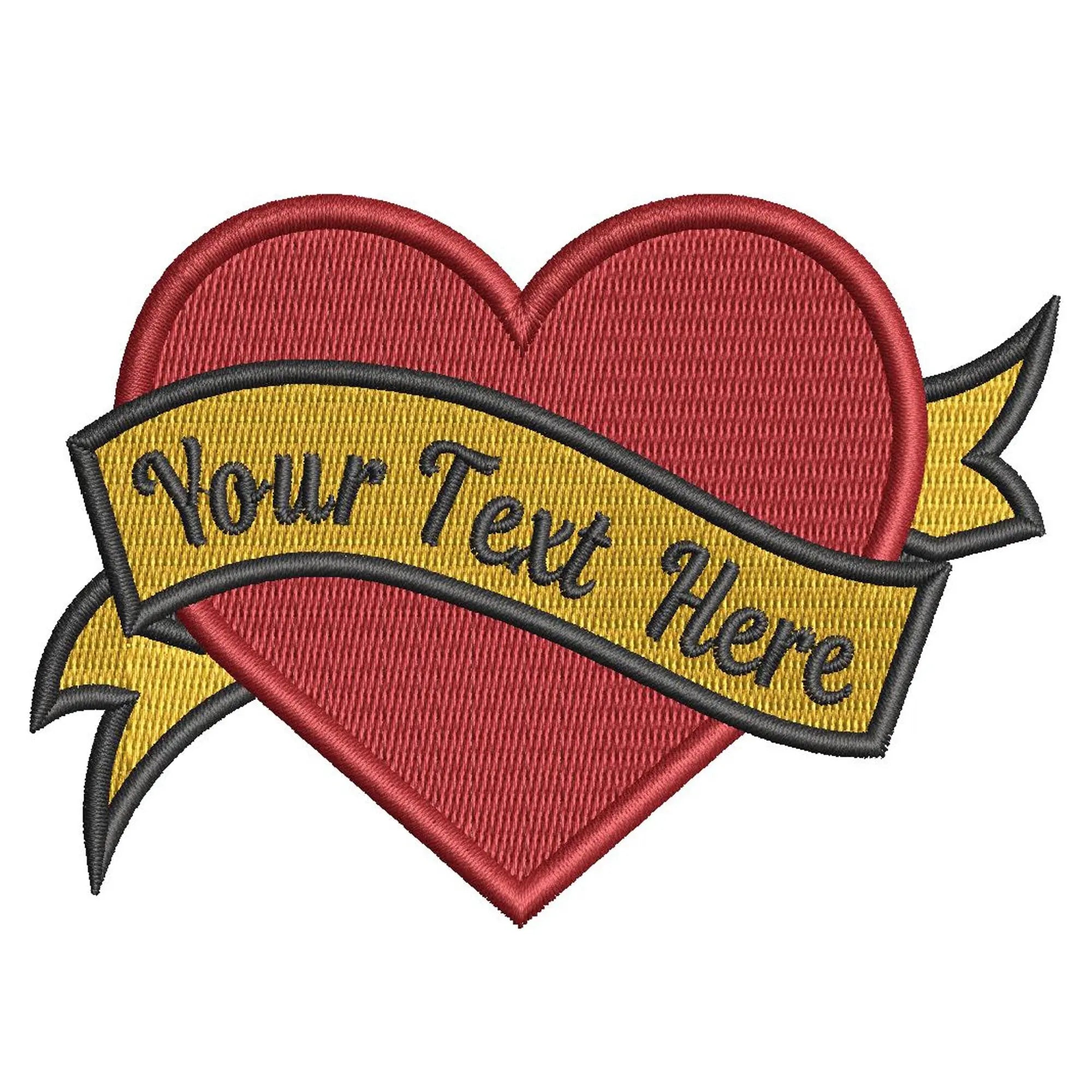Personalized Customizable Heart With Banner Embroidered Iron On Patch