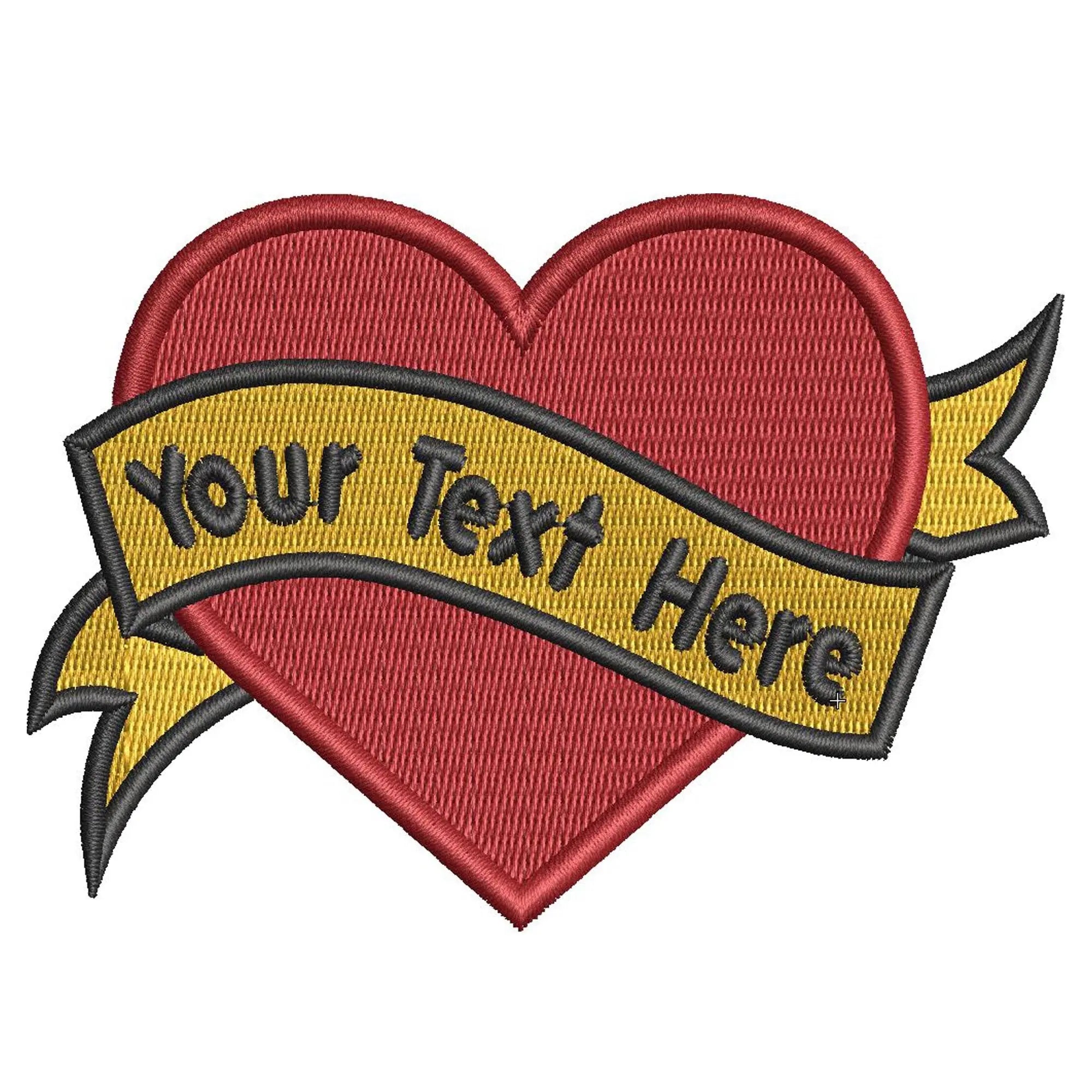 Personalized Customizable Heart With Banner Embroidered Iron On Patch