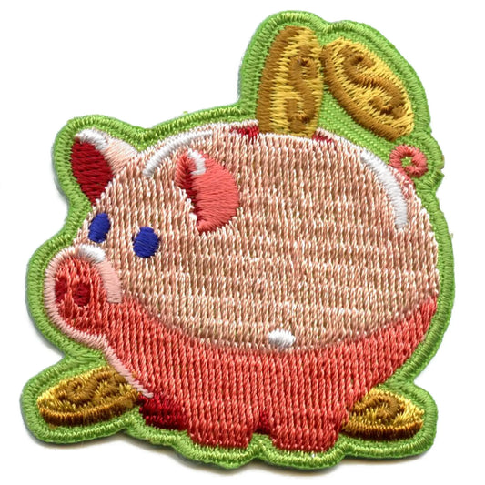 Piggy Bank With Coins Embroidered Iron On Patch