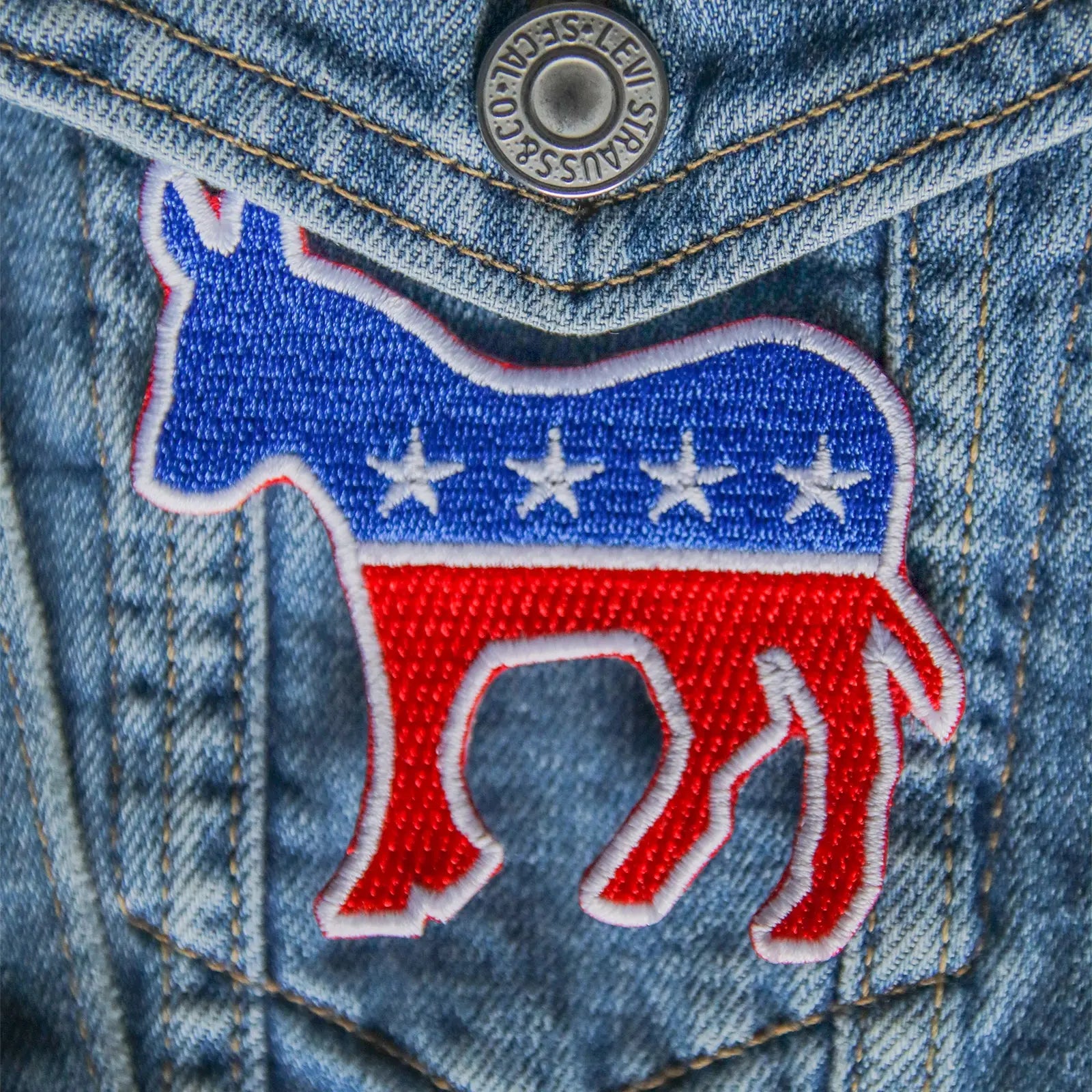Political Democratic Donkey Embroidered Iron On Patch