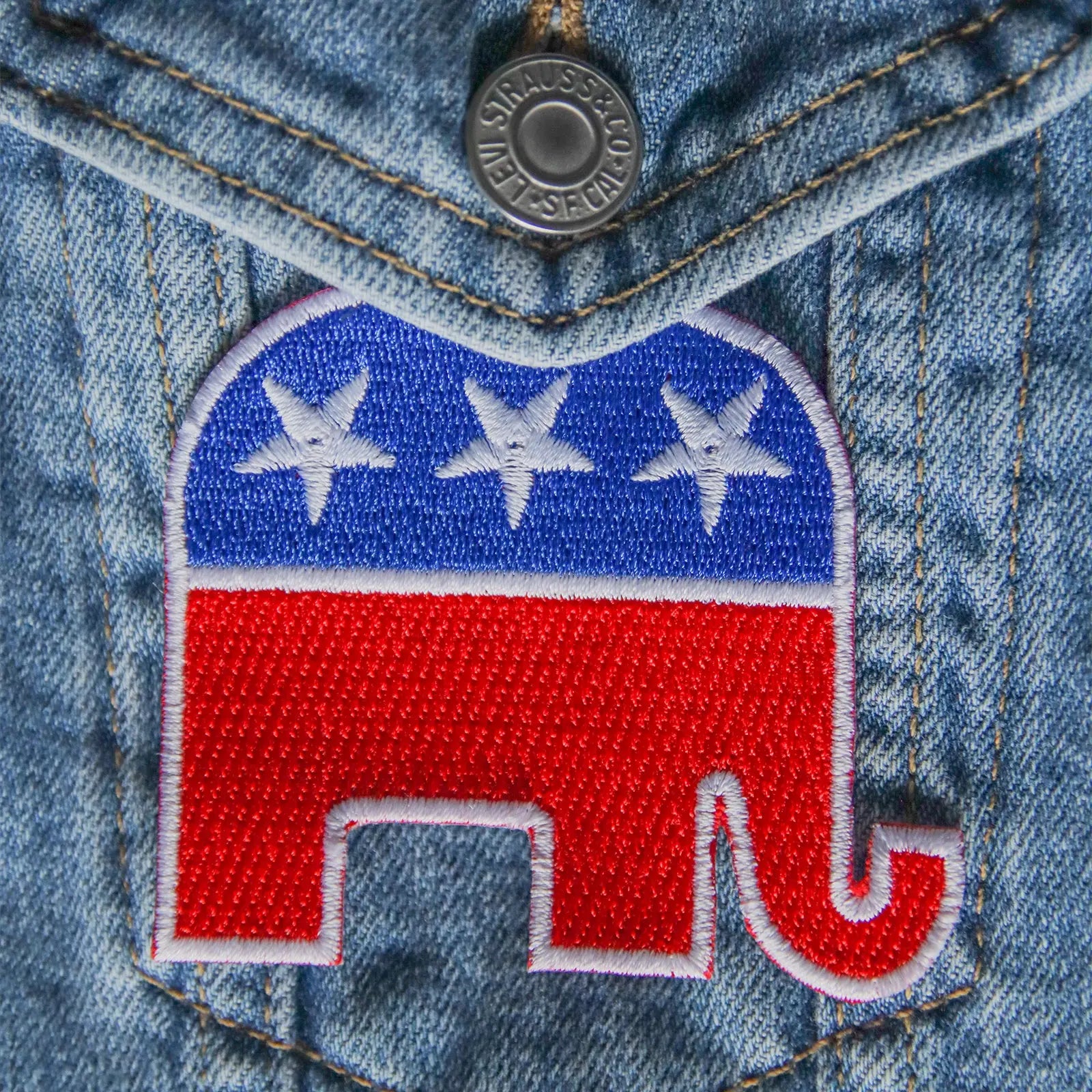 Political Republican Elephant Embroidered Iron On Patch