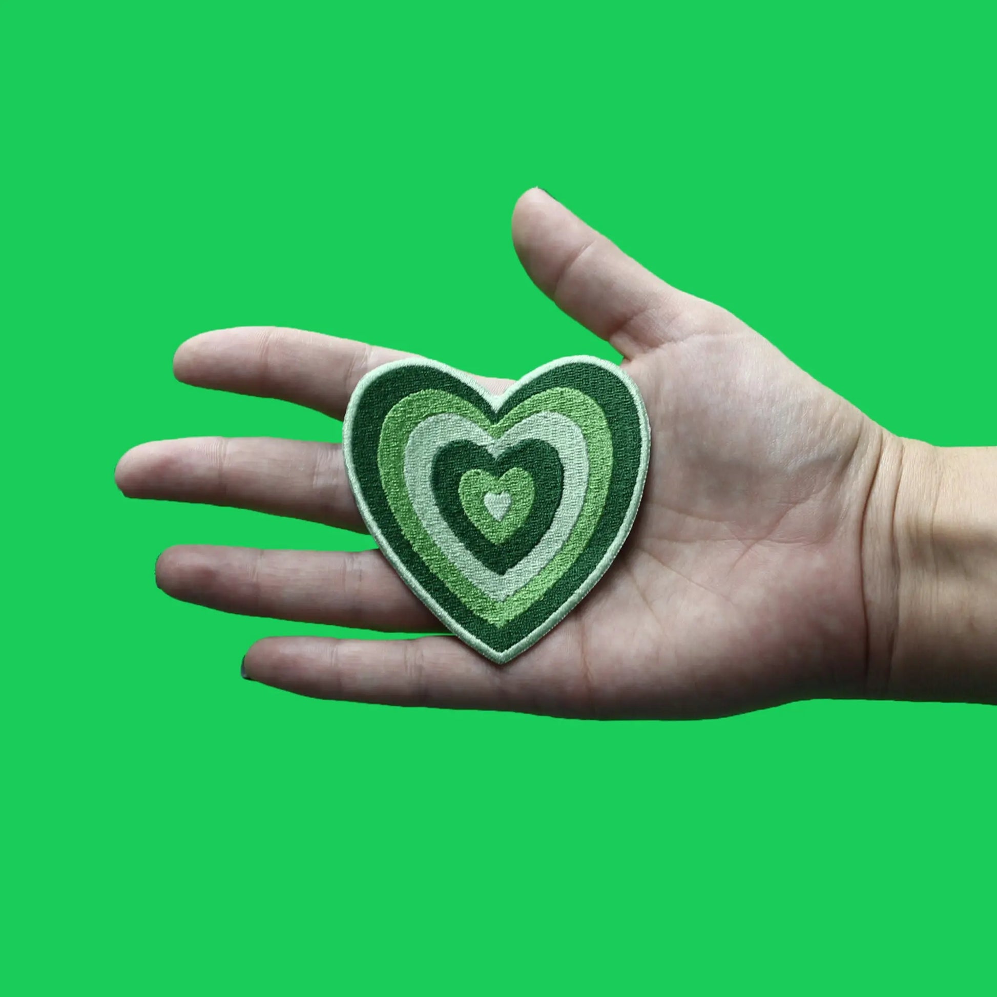 Green Power Heart Patch Cartoon Girl Hero Embroidered Iron On