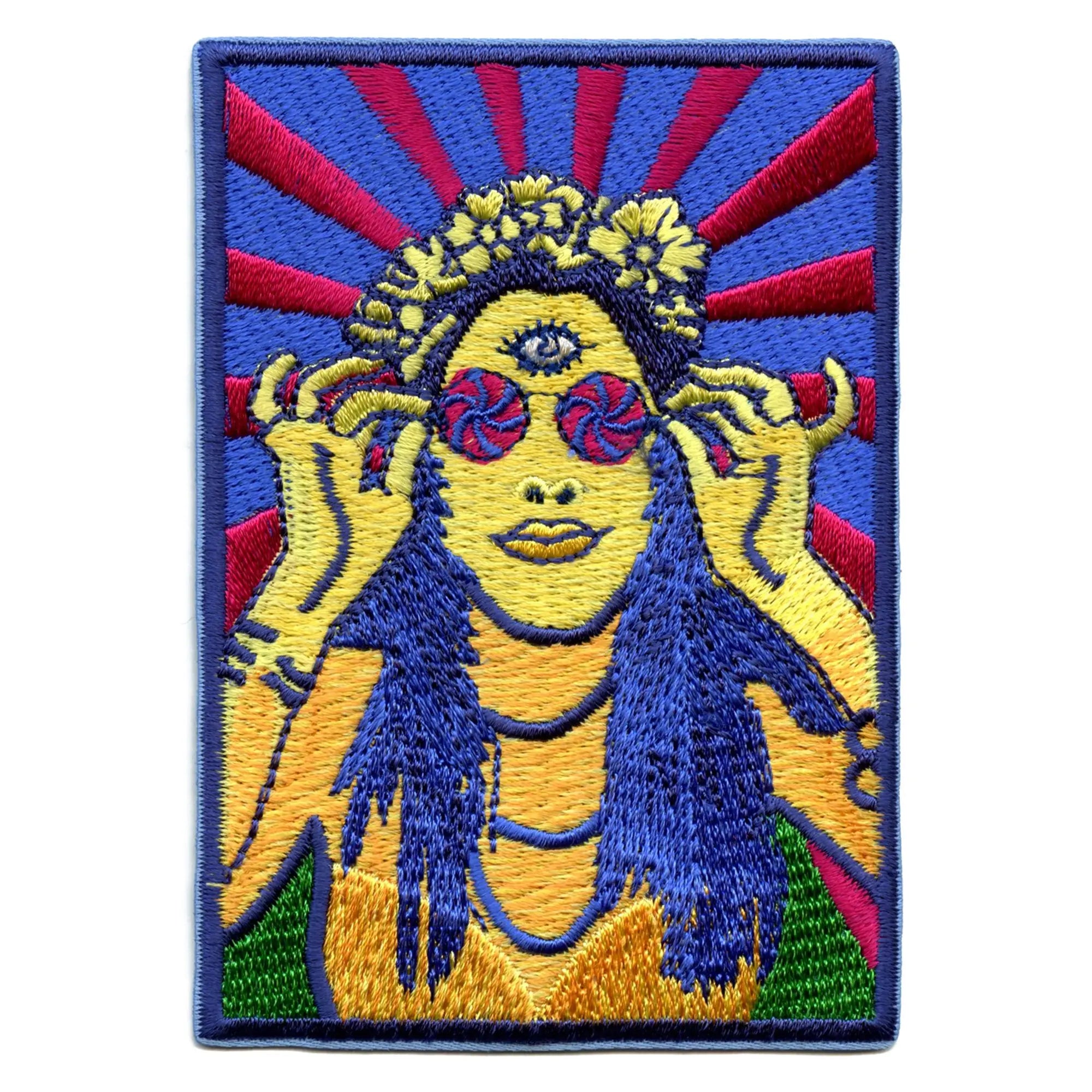 Hippie Chick Patch Psychedelic Style Embroidered Iron On