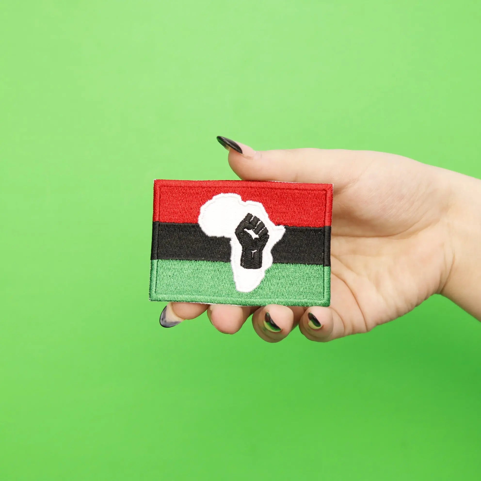 Pan-African Flag With Fist In Africa Embroidered Iron On Patch