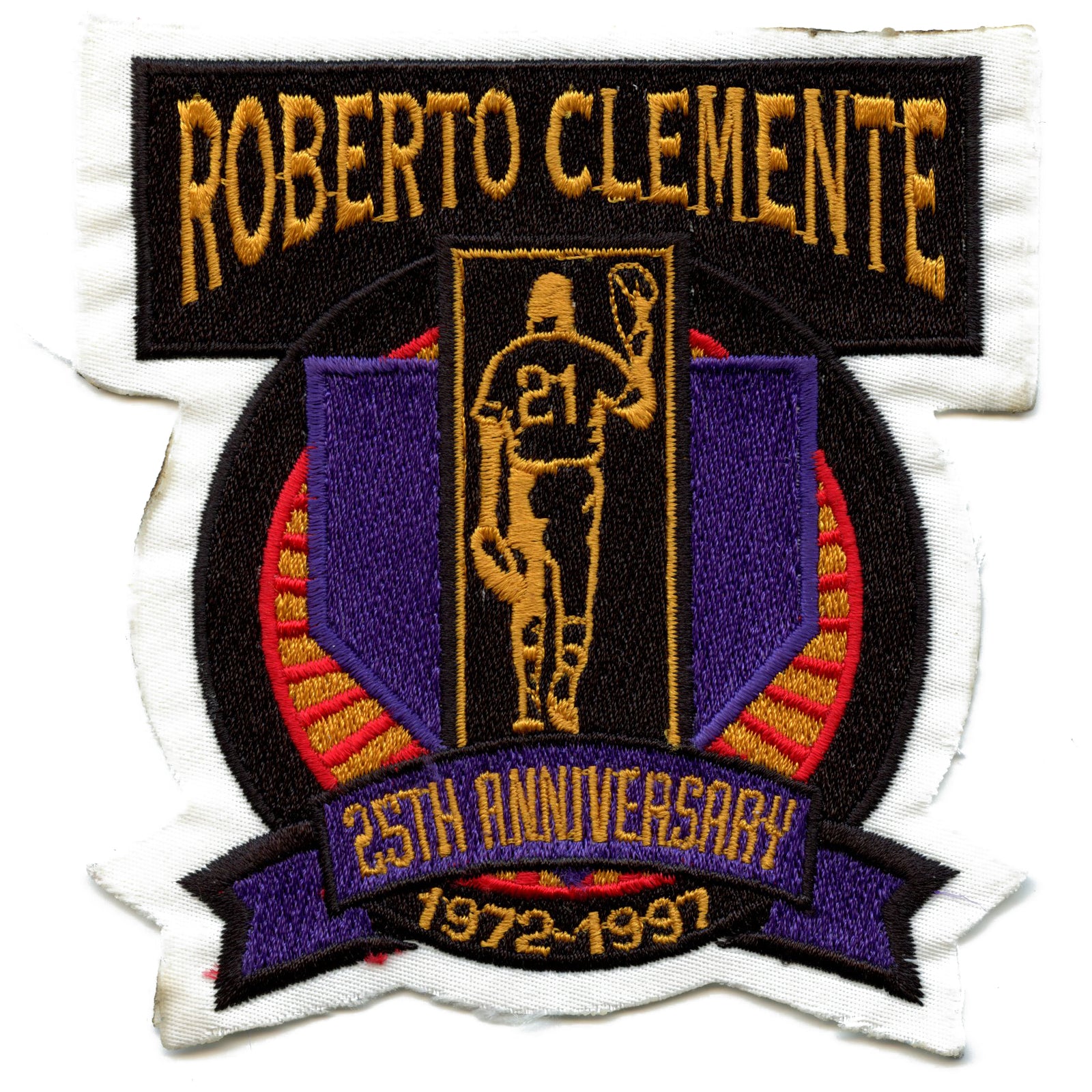 Rare Vintage Roberto Clemente 25th Anniversary Pittsburgh Pirates Memorial Sleeve Jersey Patch (1997)