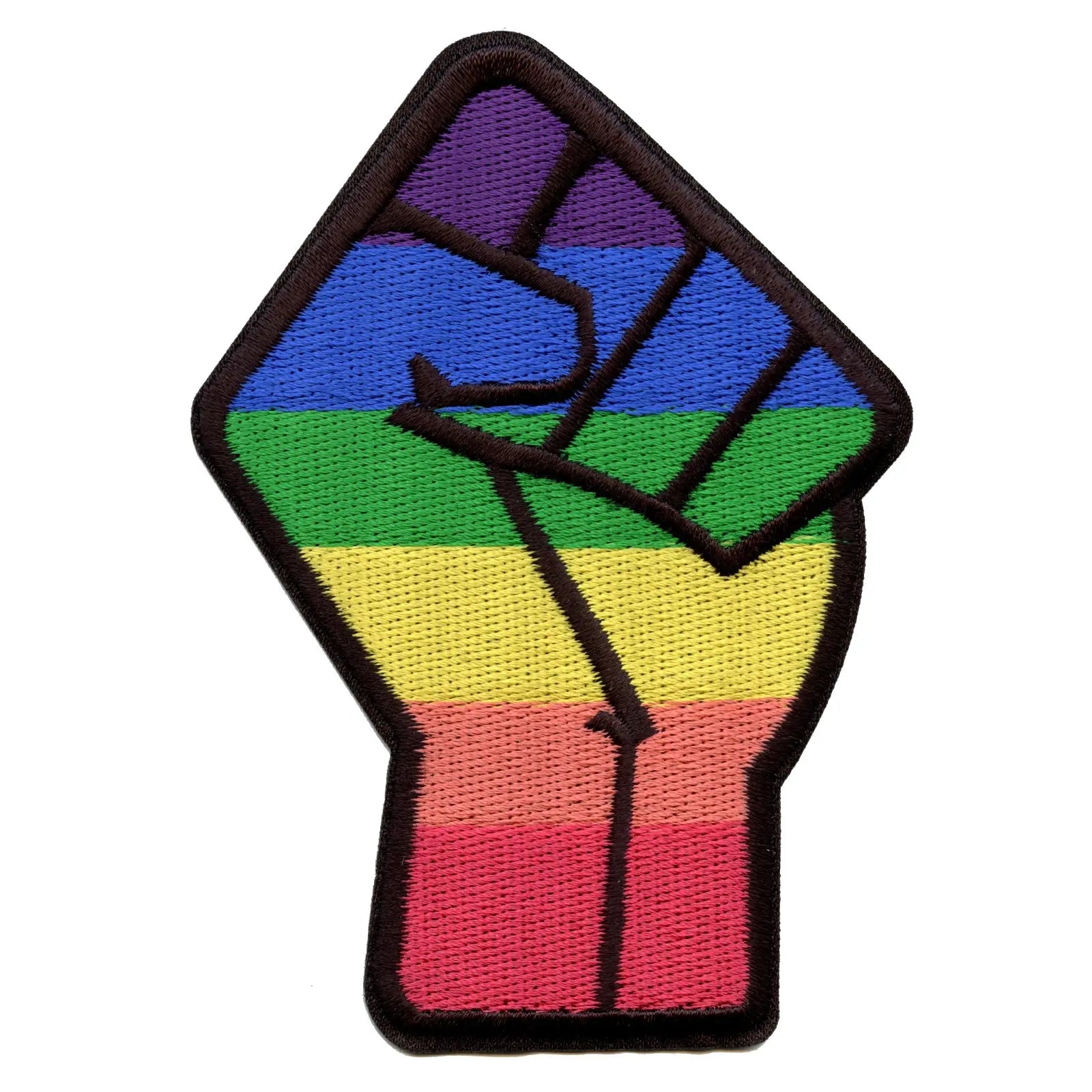 BLM Gay Pride Fist Small Embroidered Iron On Patch - Die Cut