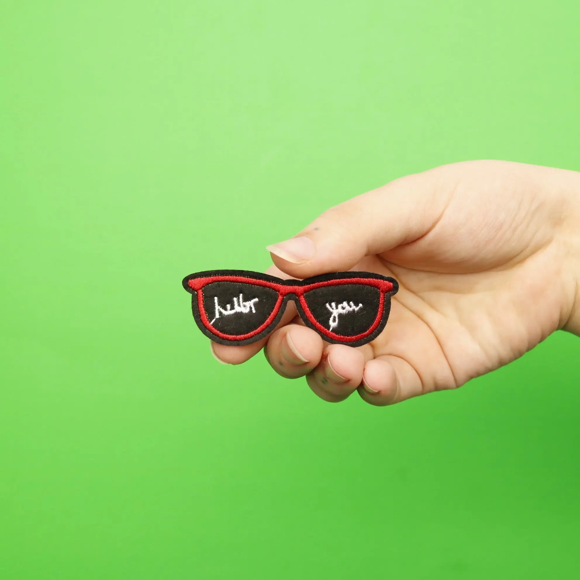 Red Shades With Text Embroidered Applique Iron On Patch