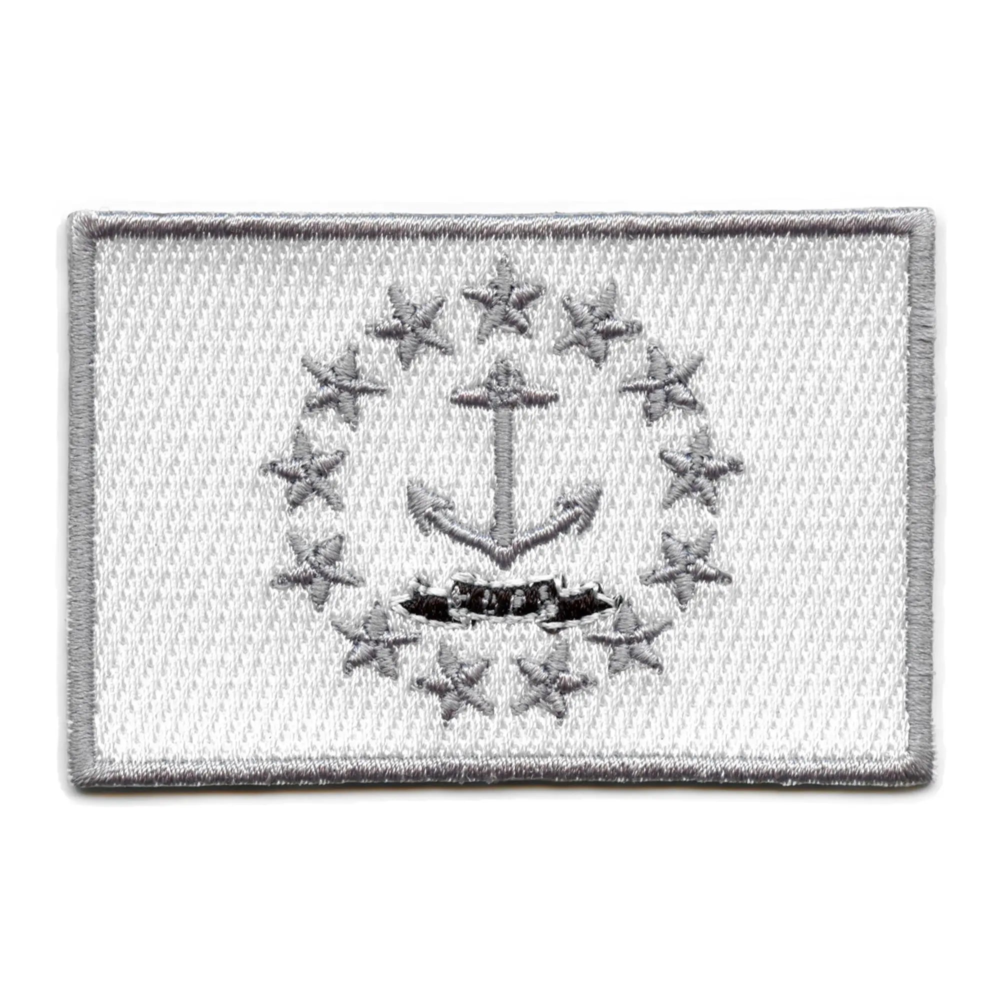 Rhode Island Patch State Flag Grayscale Embroidered Iron On