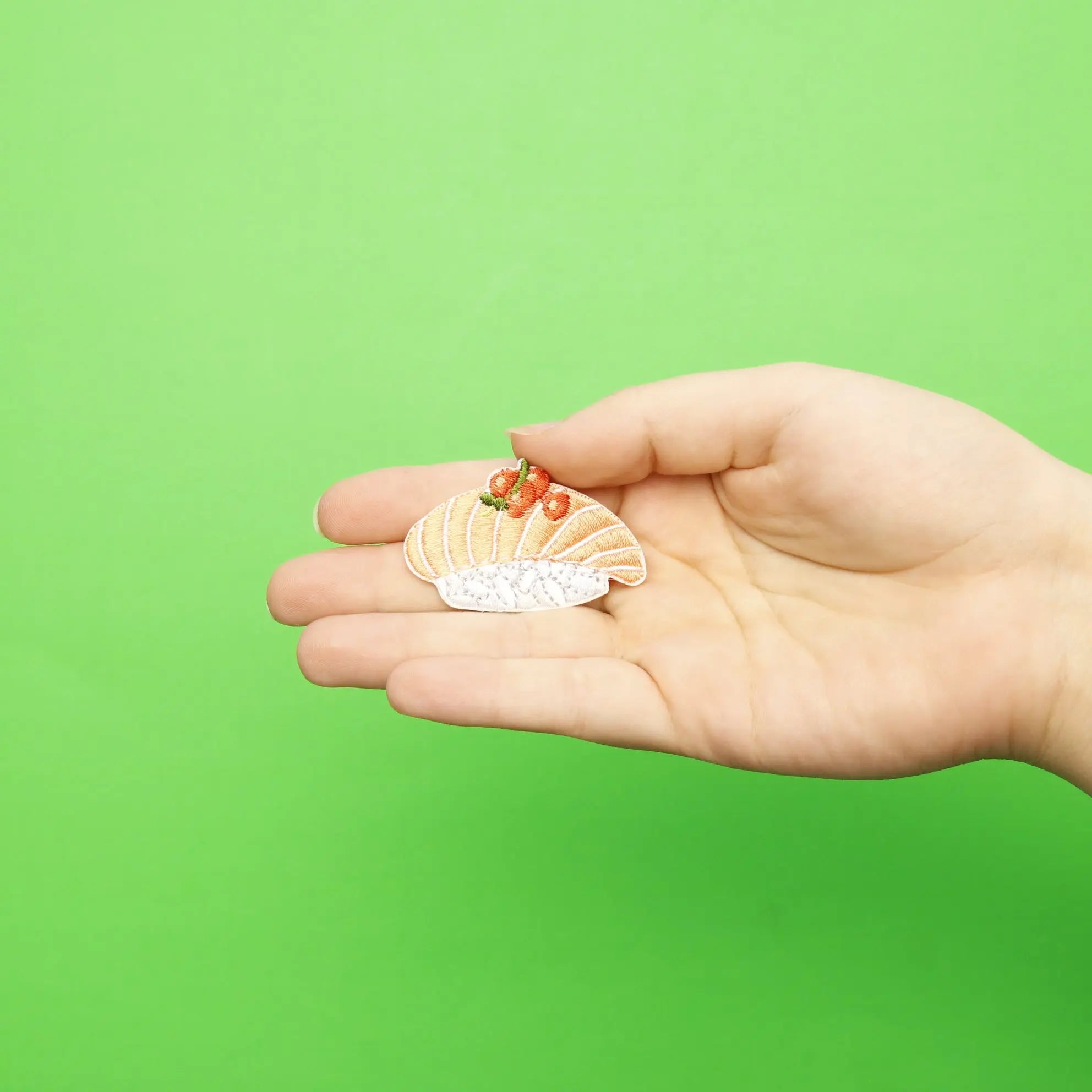 Sake Salmon With Roe Sushi Nigiri Embroidered Iron On Patch