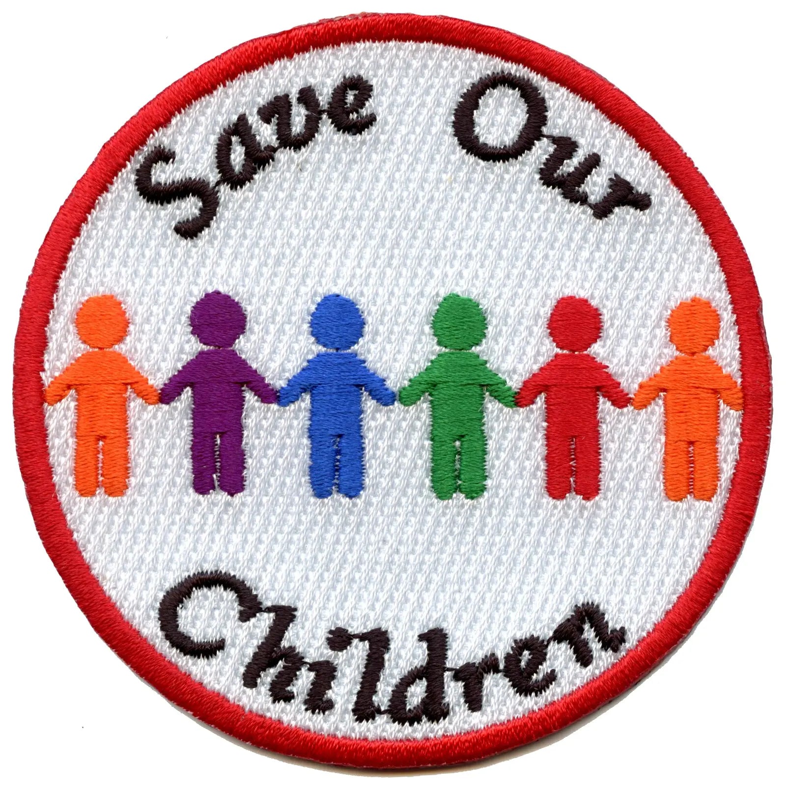 Save Our Children Round Embroidered Iron On Patch