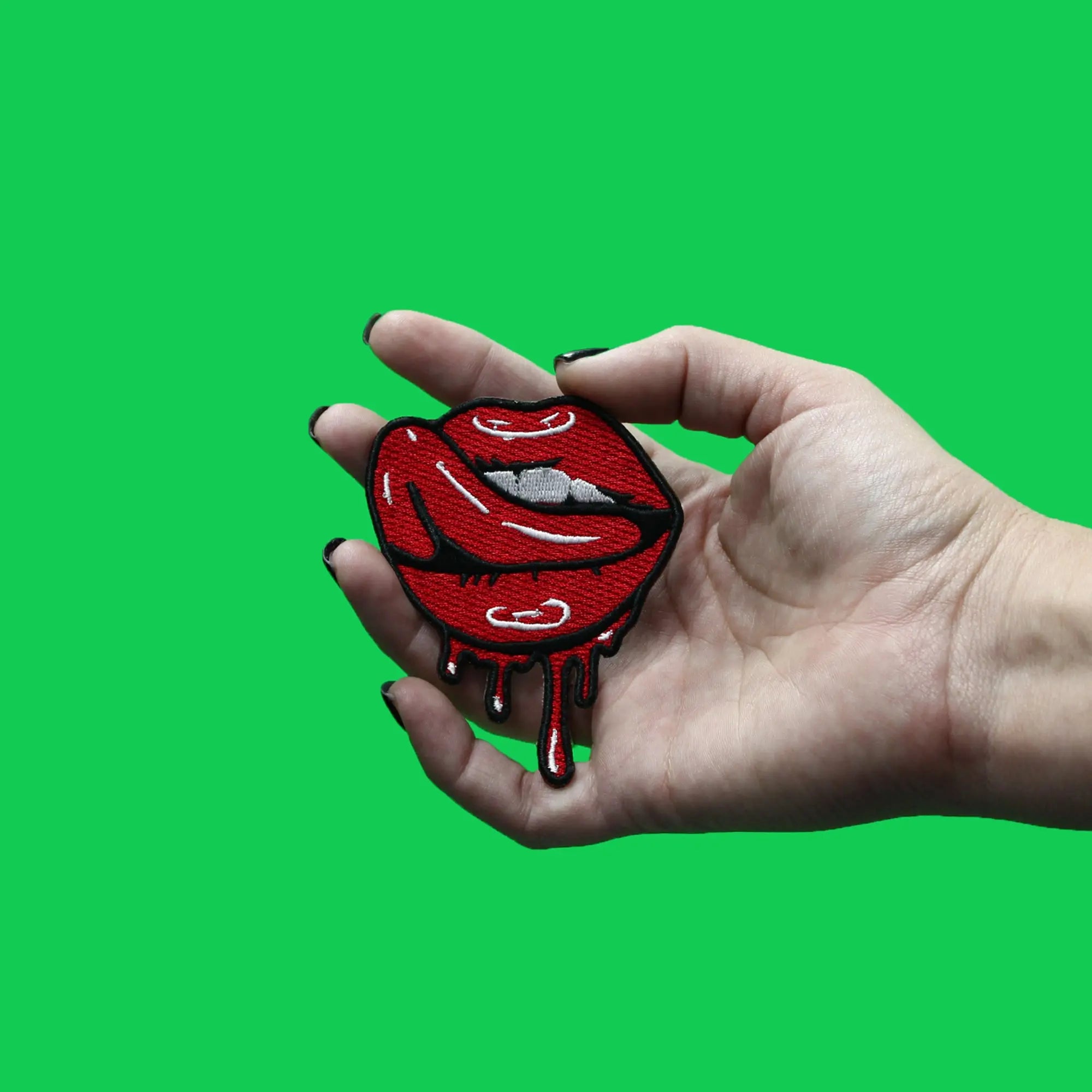 Seductive Dripping Lips Patch Sensual Red Tongue Embroidered Iron-on Patch