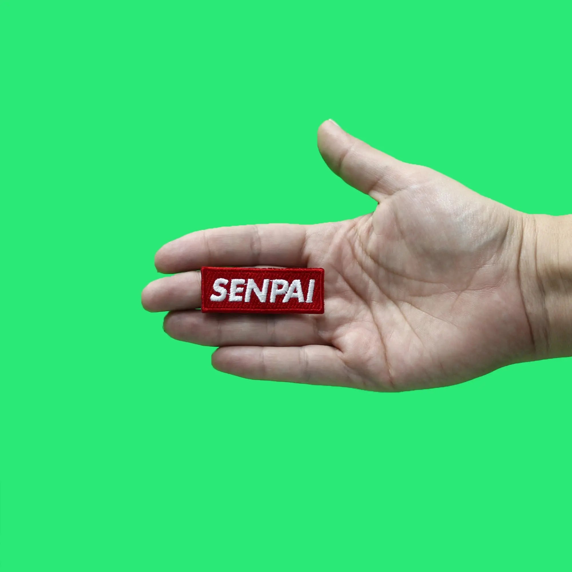 Senpai Hat Patch Red Box Logo Embroidered Iron On