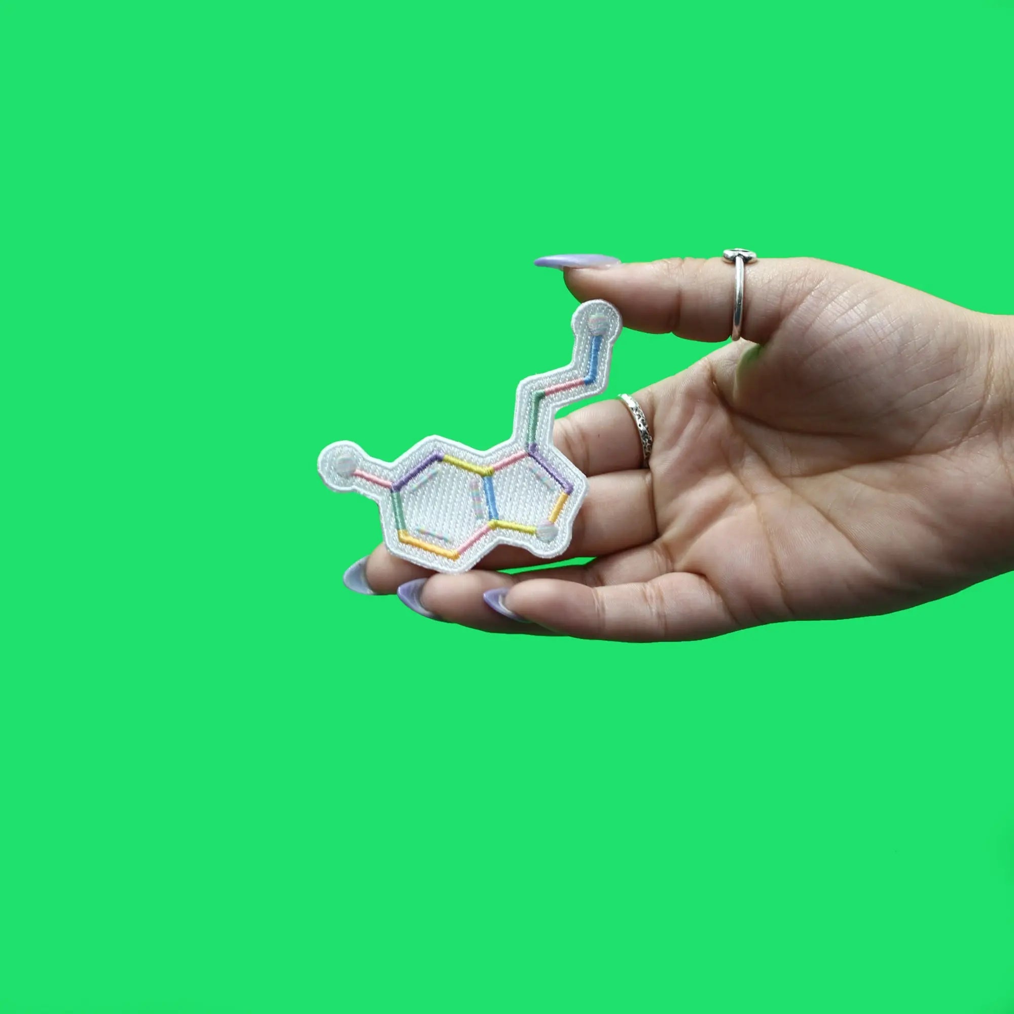 Serotonin Molecule Patch Chemical Structure Embroidered Iron On
