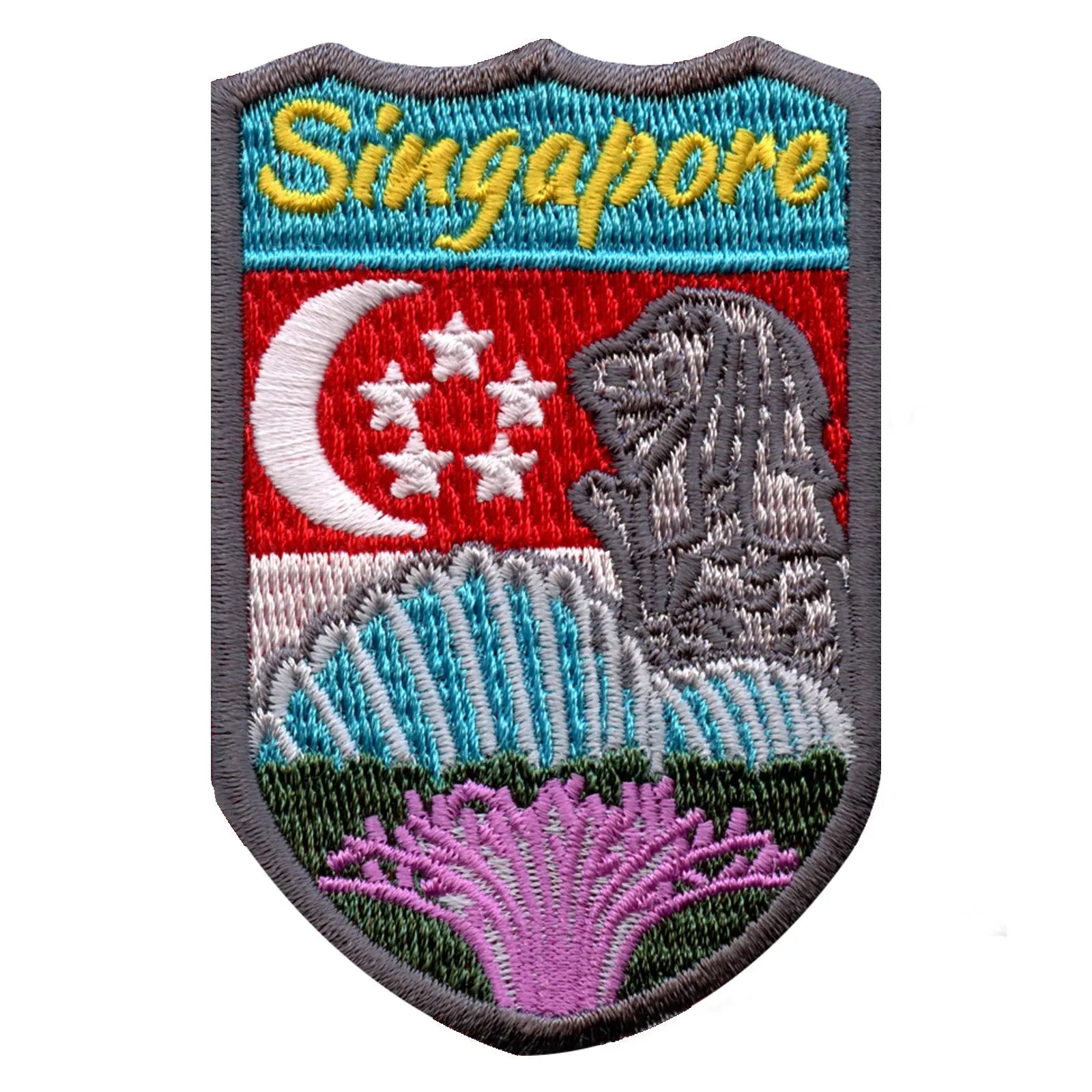 Singapore Shield Embroidered Iron On Patch