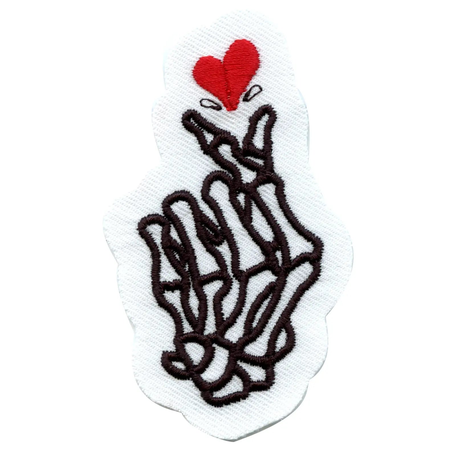K-Pop Heart Skeleton Fingers Embroidered Iron On Patch