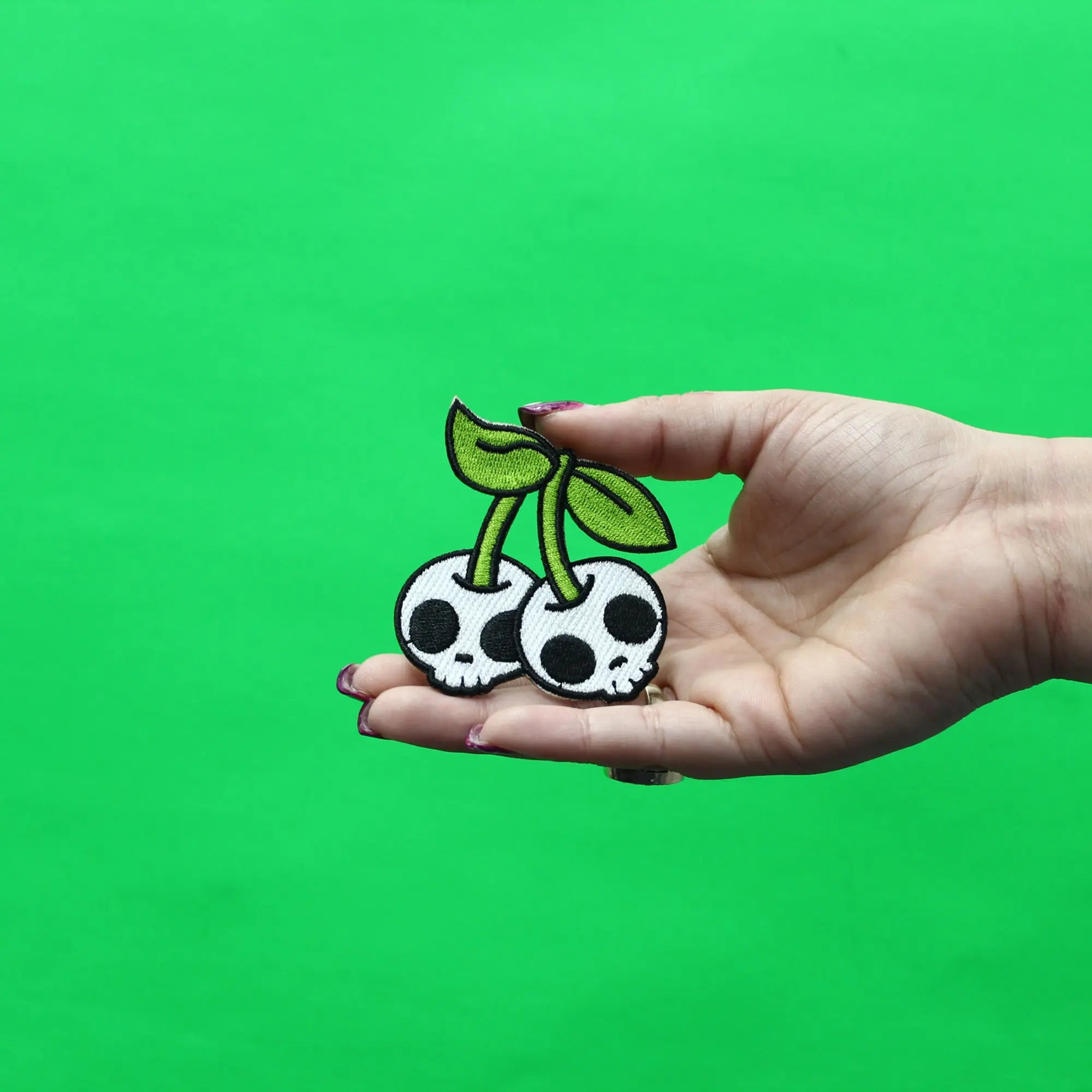 Skull Cherries Patch Emoji Embroidered Iron On