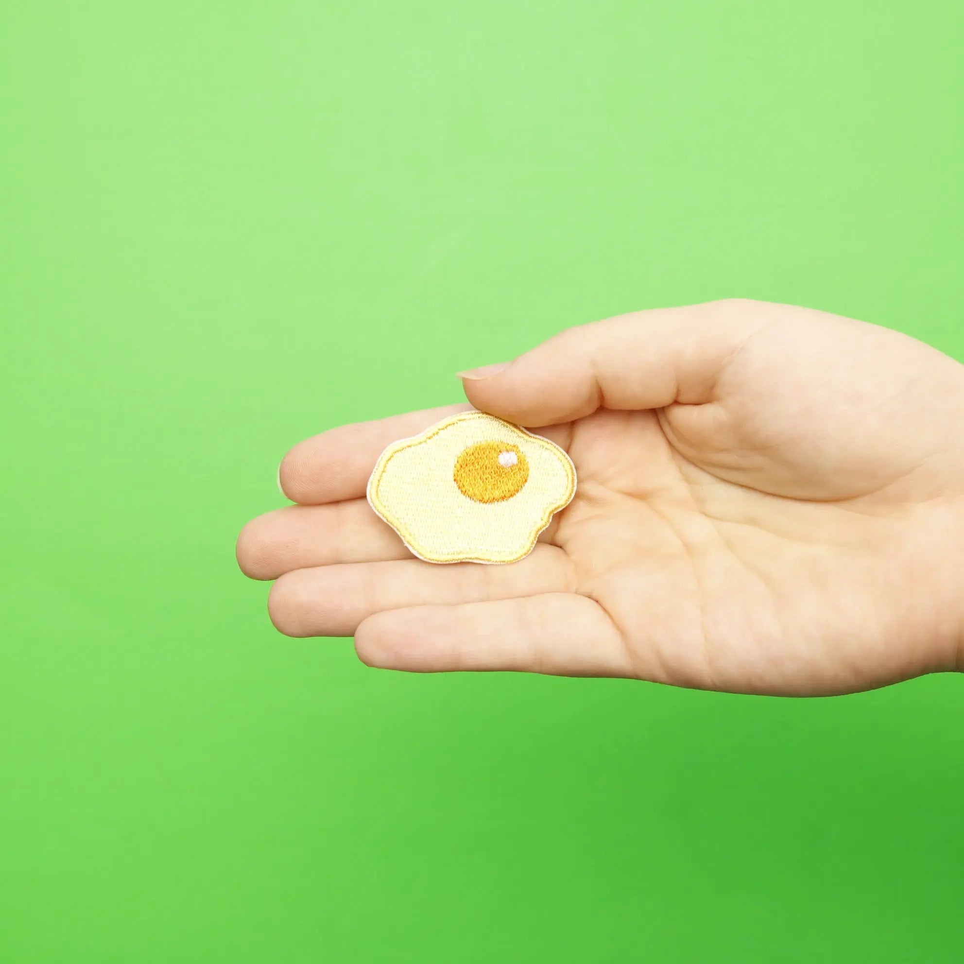 Small Fried Egg Embroidered Iron On Patch
