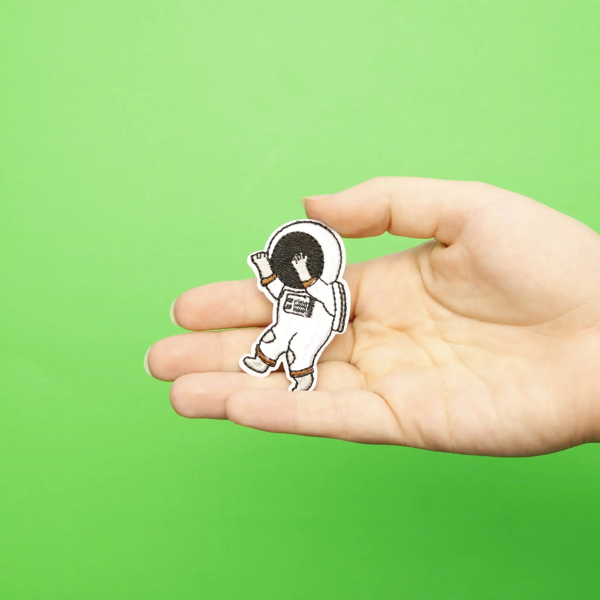 Small Grey Astronaut Floating Embroidered Iron On Patch